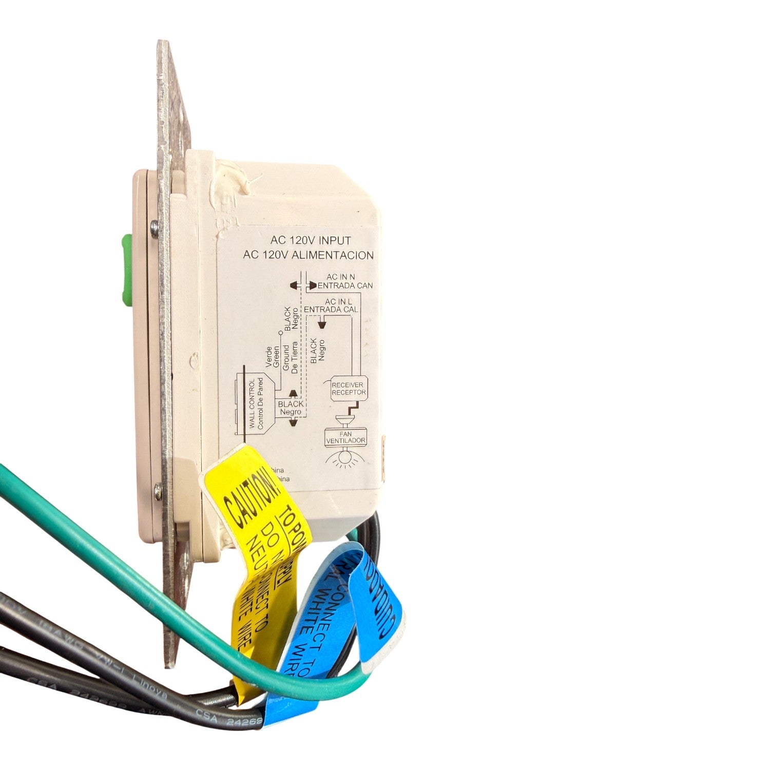 Hampton Bay UC9050H Wired Ceiling Fan Wall Plate Remote Control | 3-Speed | Up/Down light | Dimming| CHQ9050H | Wired | 4-dip - UC9050H