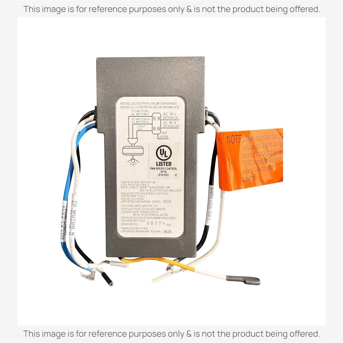 Sustituto para receptor de ventilador de techo Hampton Bay UC7067RYAI / 1000408143 - UC7067RYAI [63T-AC83T-KIT]