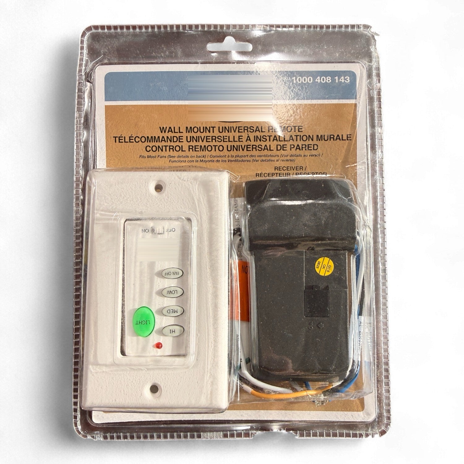 Hampton Bay Universal 3-Speed Wall Plate Remote control Ceiling fan Kit | UC9050H Remote | UC7067RYAI Receiver - 1000408143