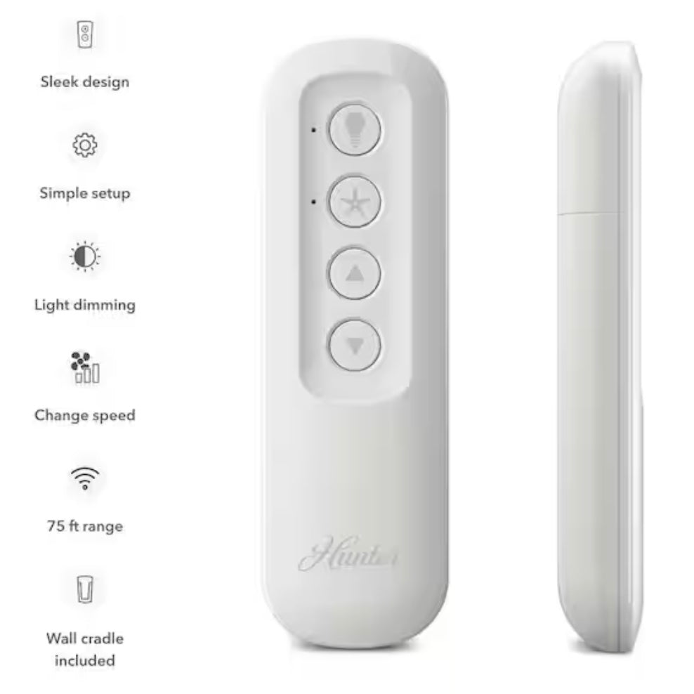 Kit de ventilador de techo universal Hunter de 3 velocidades con control remoto portátil - Blanco - Resistente a la humedad - 99392 