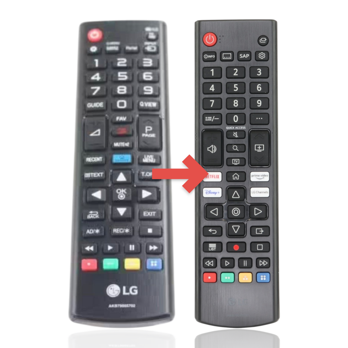 Anderic replacement infrared remote control for LG Smart TVs with dedicated streaming shortcut buttons.