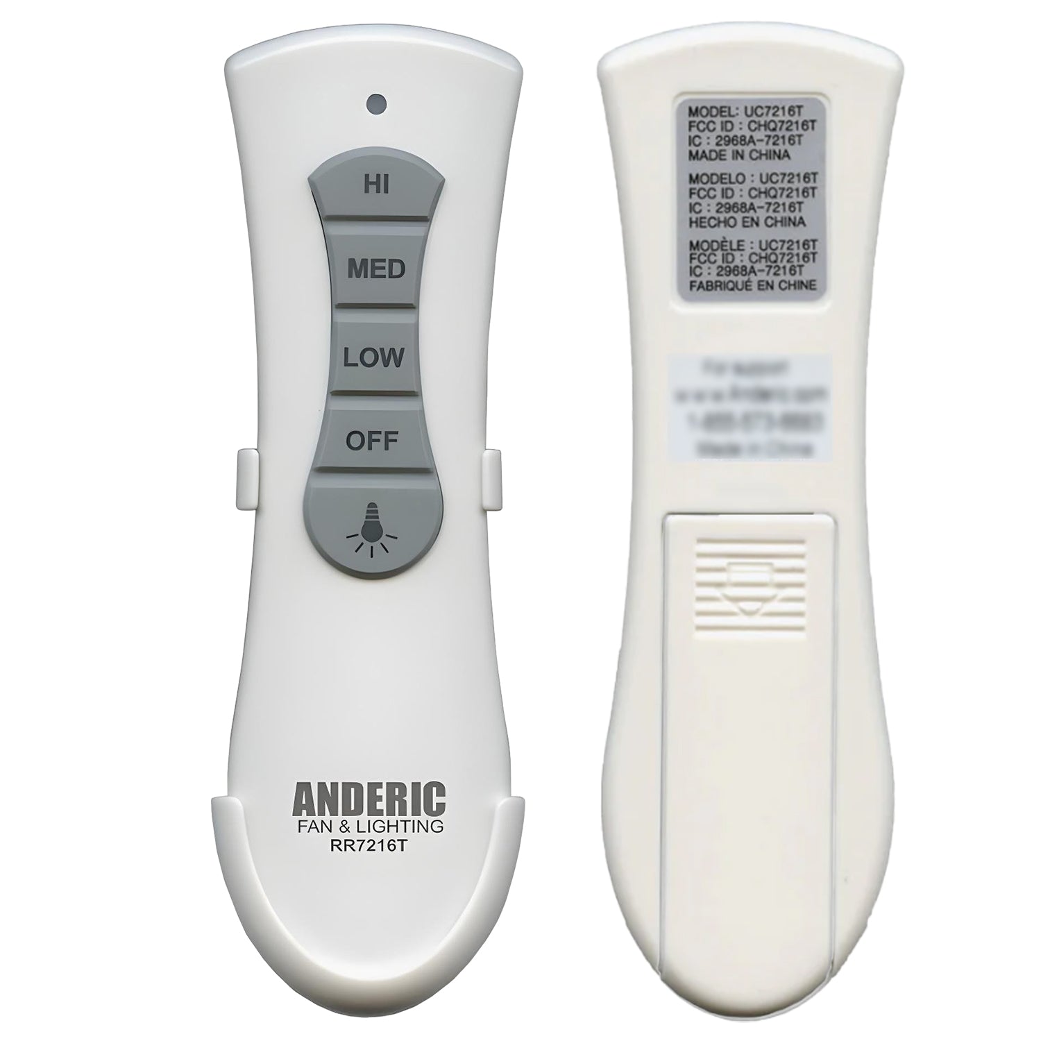 Anderic RR7216T Replacement Ceiling Fan Remote Control for UC7216T, CHQ7216T, and Others