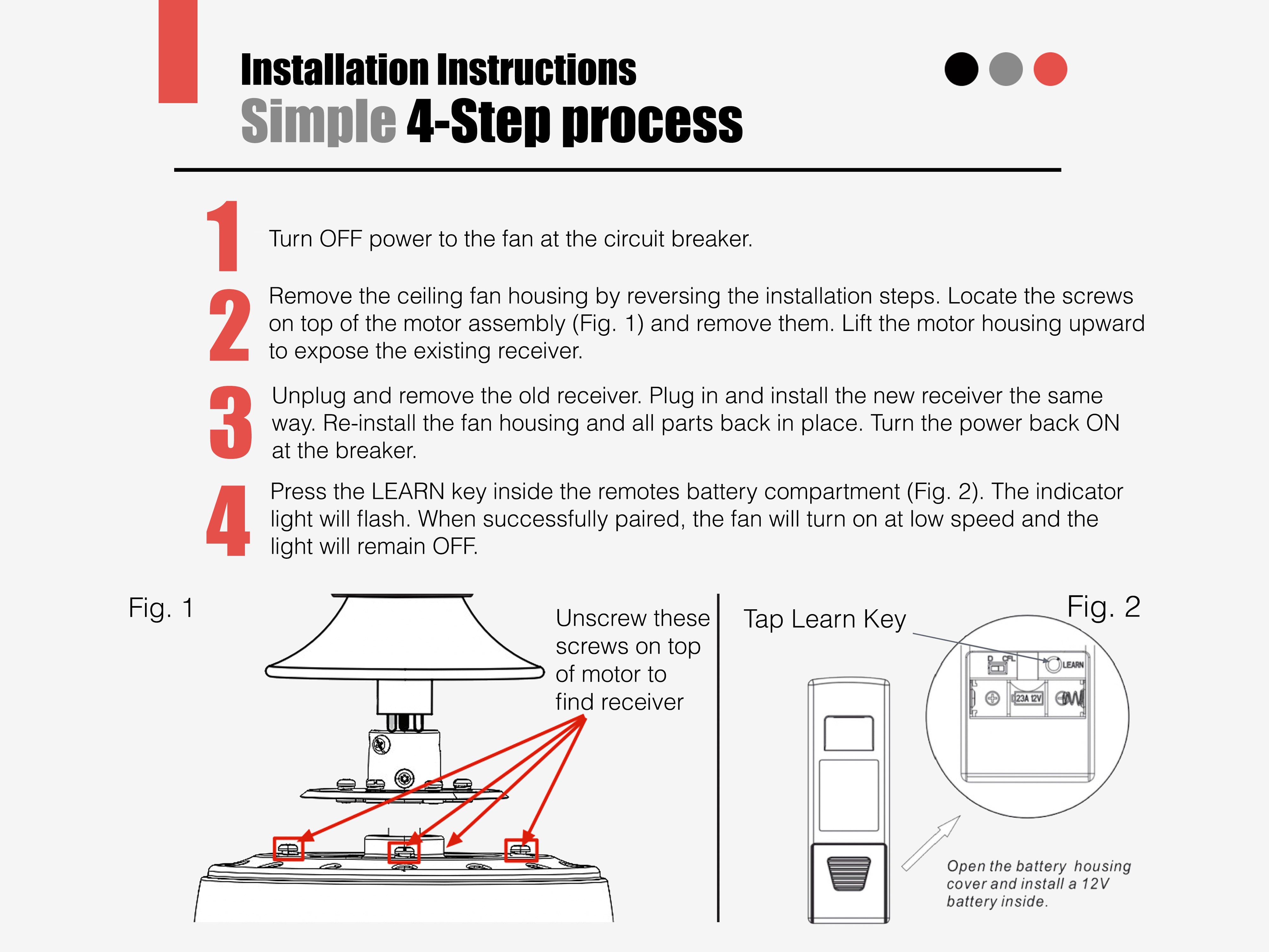 Anderic RRMR173B / MR173B Replacement Ceiling fan Receiver for Harbor Breeze Boltz and Harbor Breeze Boltz II