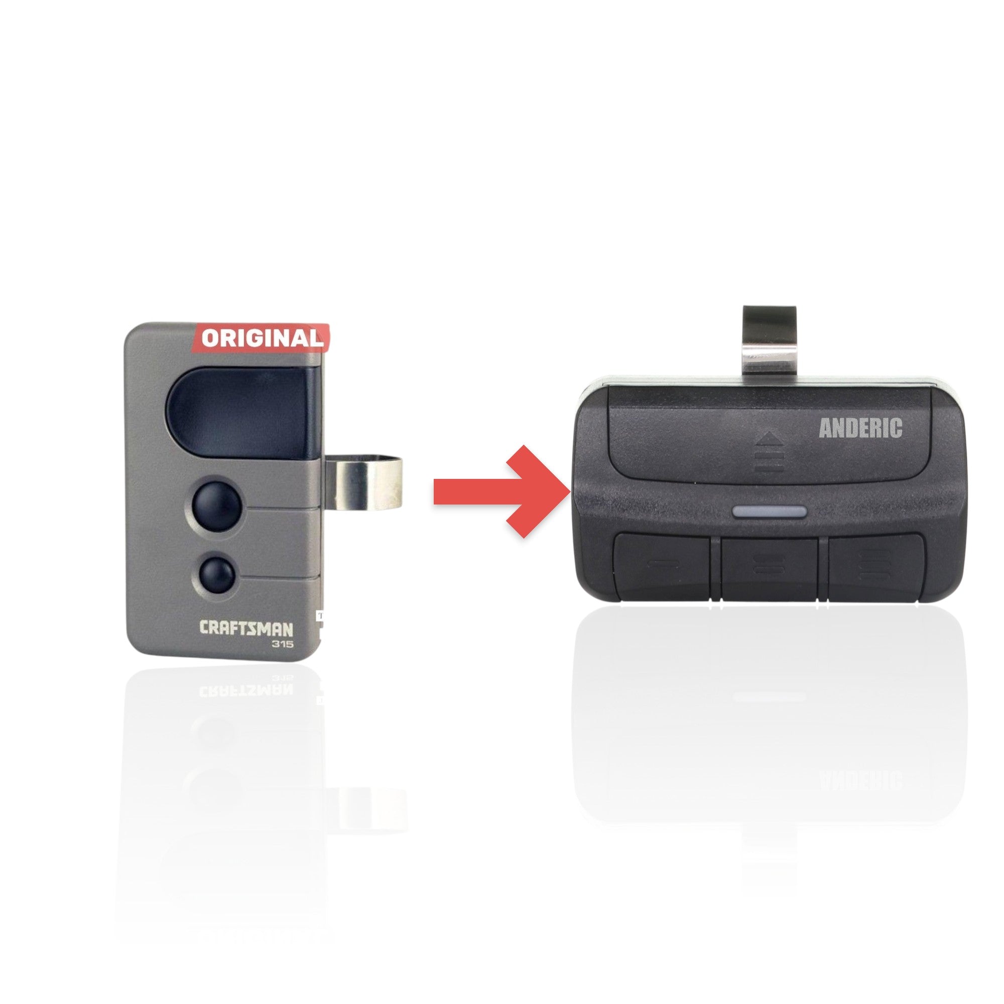 Anderic Substitute for Craftsman 139.18191 3-Button Visor 315 MHz Garage Door Opener Remote Control [375UT-3button]