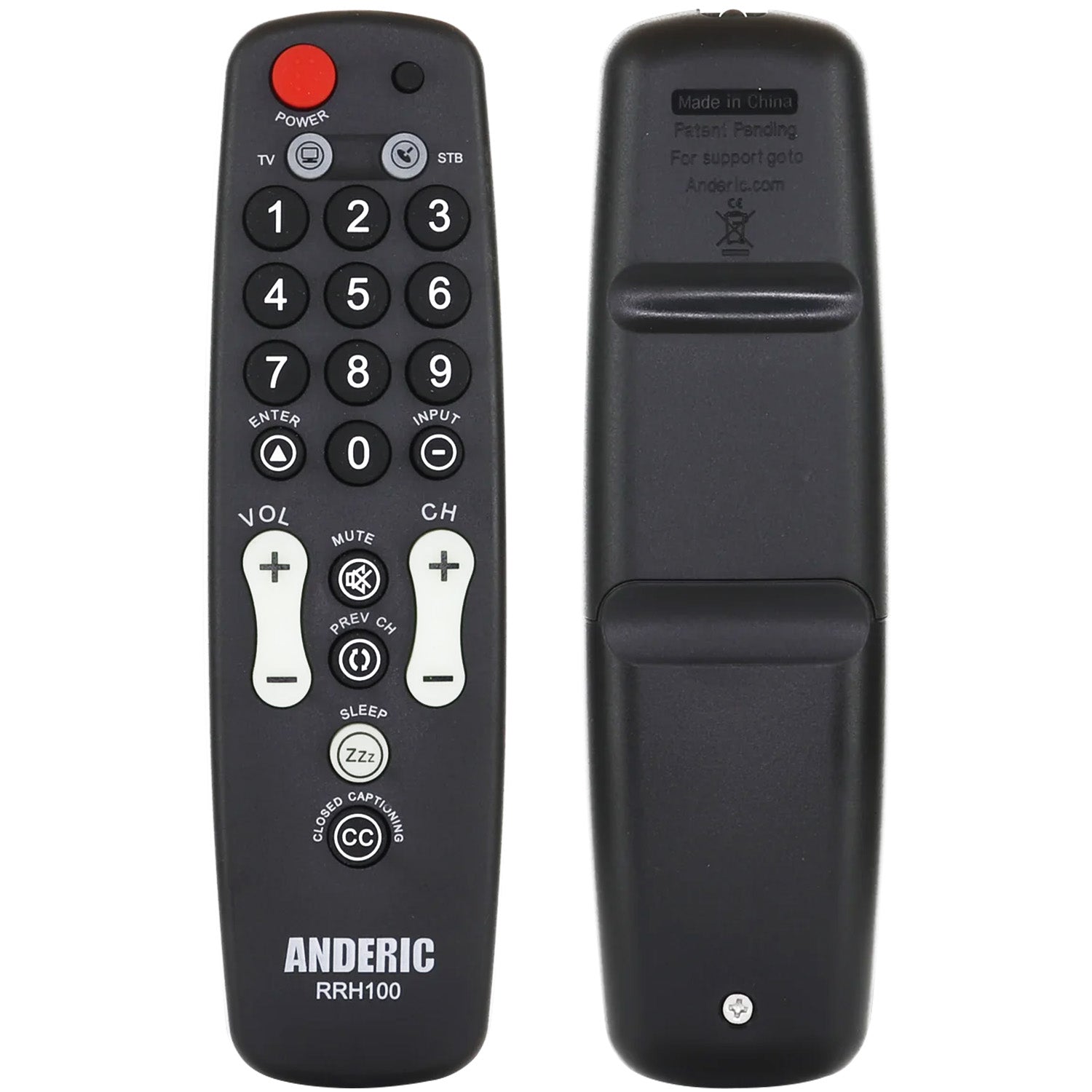 Anderic Hospitality 2-Device Universal Remote Control for TVs and Cable/Satellite/STB Boxes - RRH100