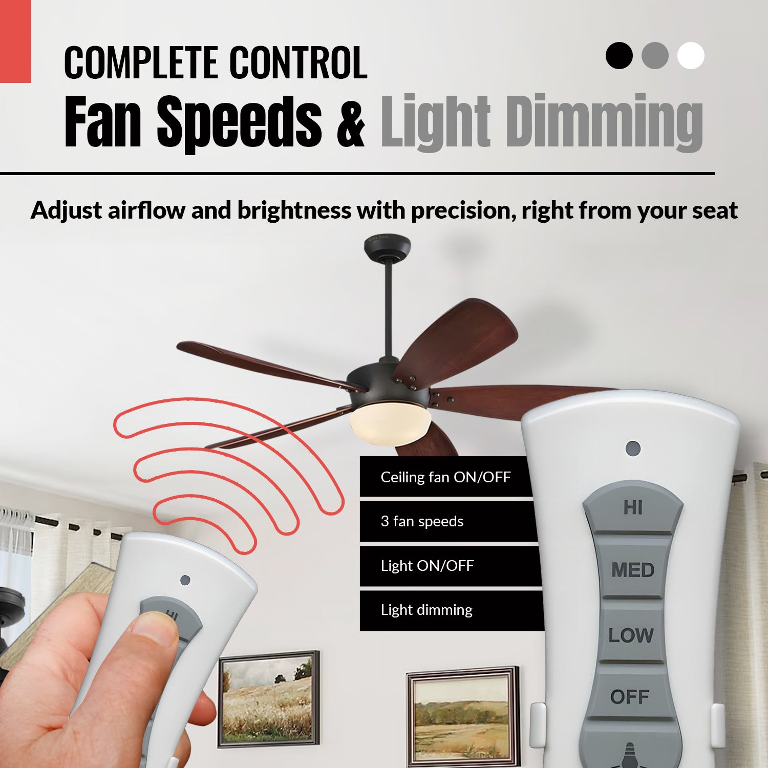 Anderic RR7216T Replacement Ceiling Fan Remote Control for UC7216T, CHQ7216T, and Others