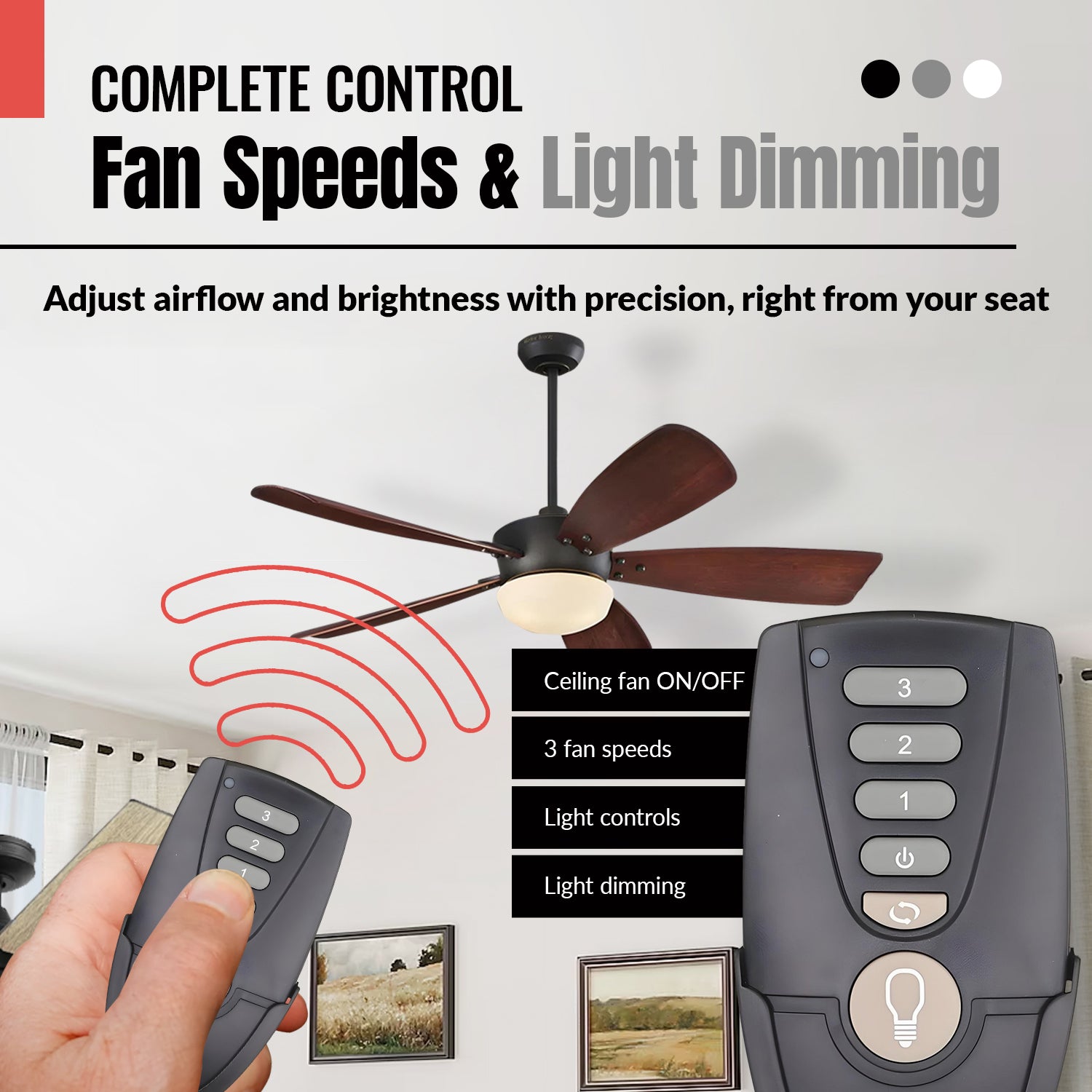 Control remoto Anderic UC7222T/CHQ7222T para ventilador de techo Hampton Bay