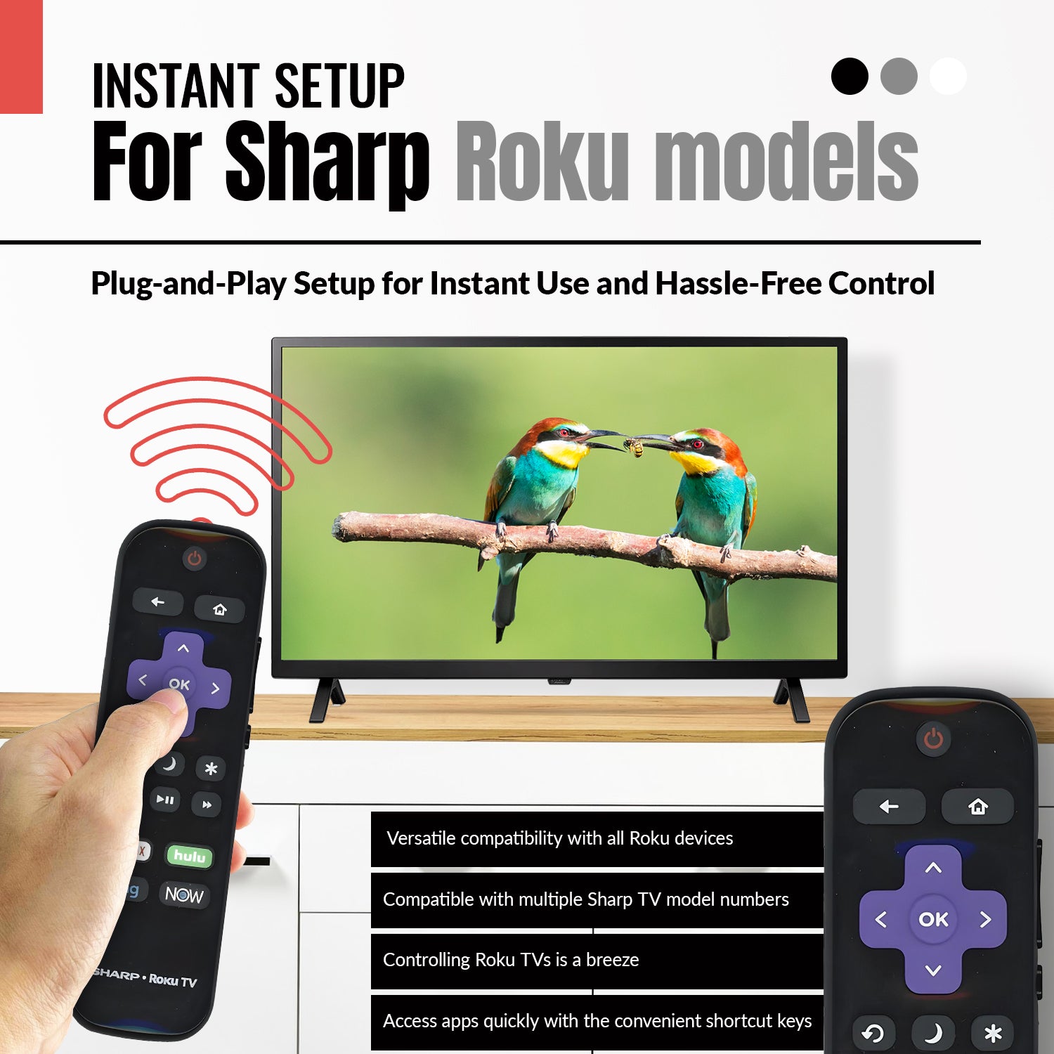Control remoto para televisor Roku Sharp LCRCRUDUS20 2019/2018