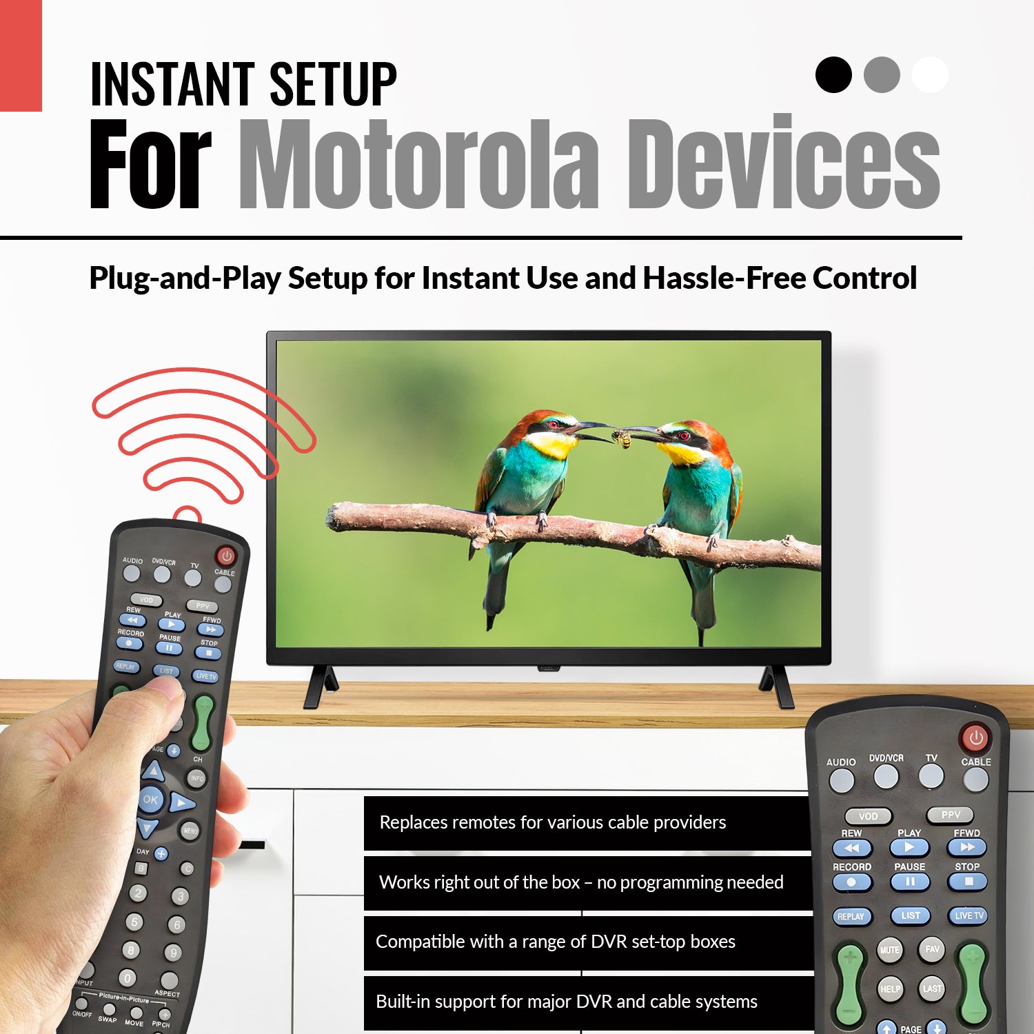 Anderic DRC800 DVR and Cable Box Remote Control for Motorola, Scientific Atlanta, and others