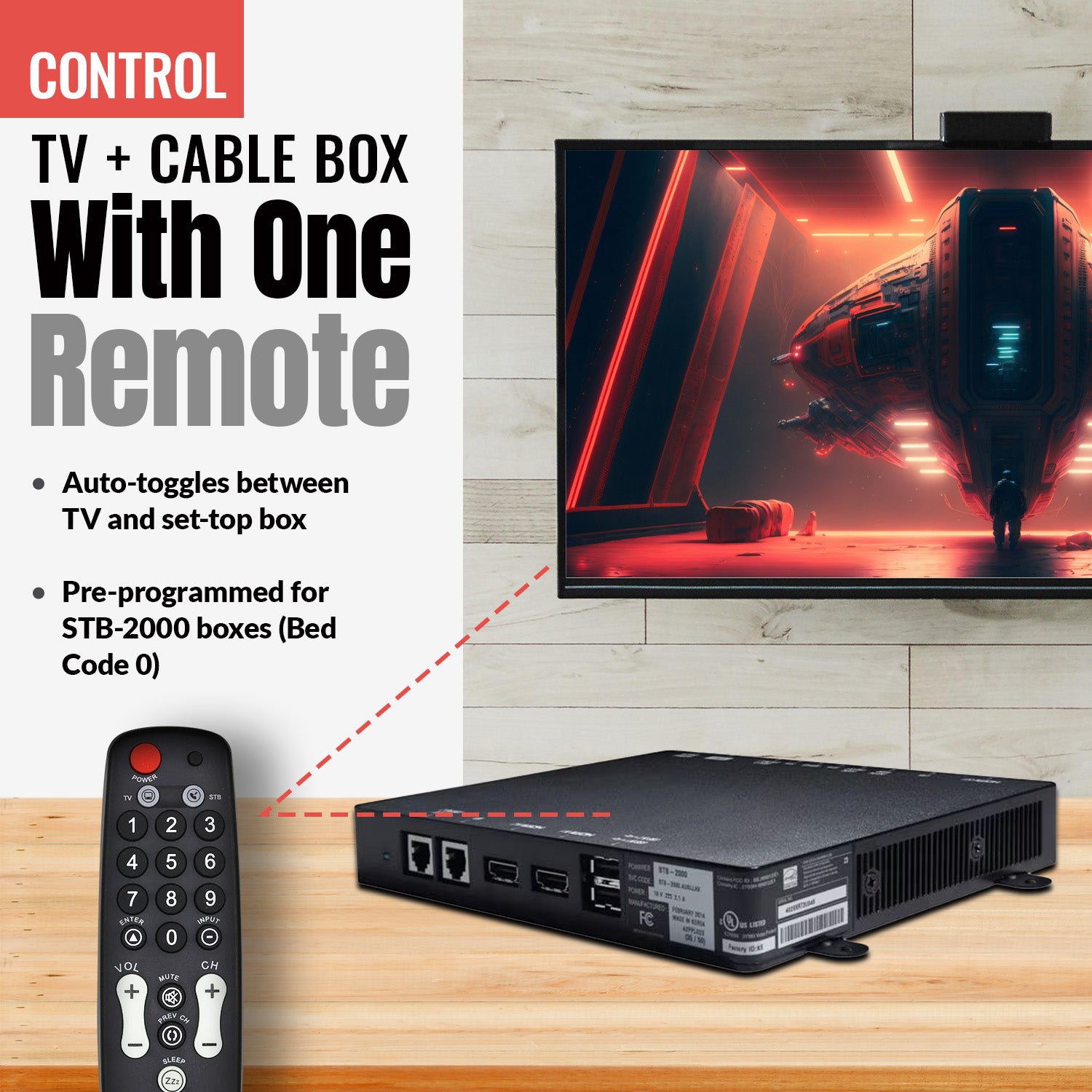 Anderic Hospitality 2-Device Universal Remote Control for TVs and Cable/Satellite/STB Boxes - RRH100