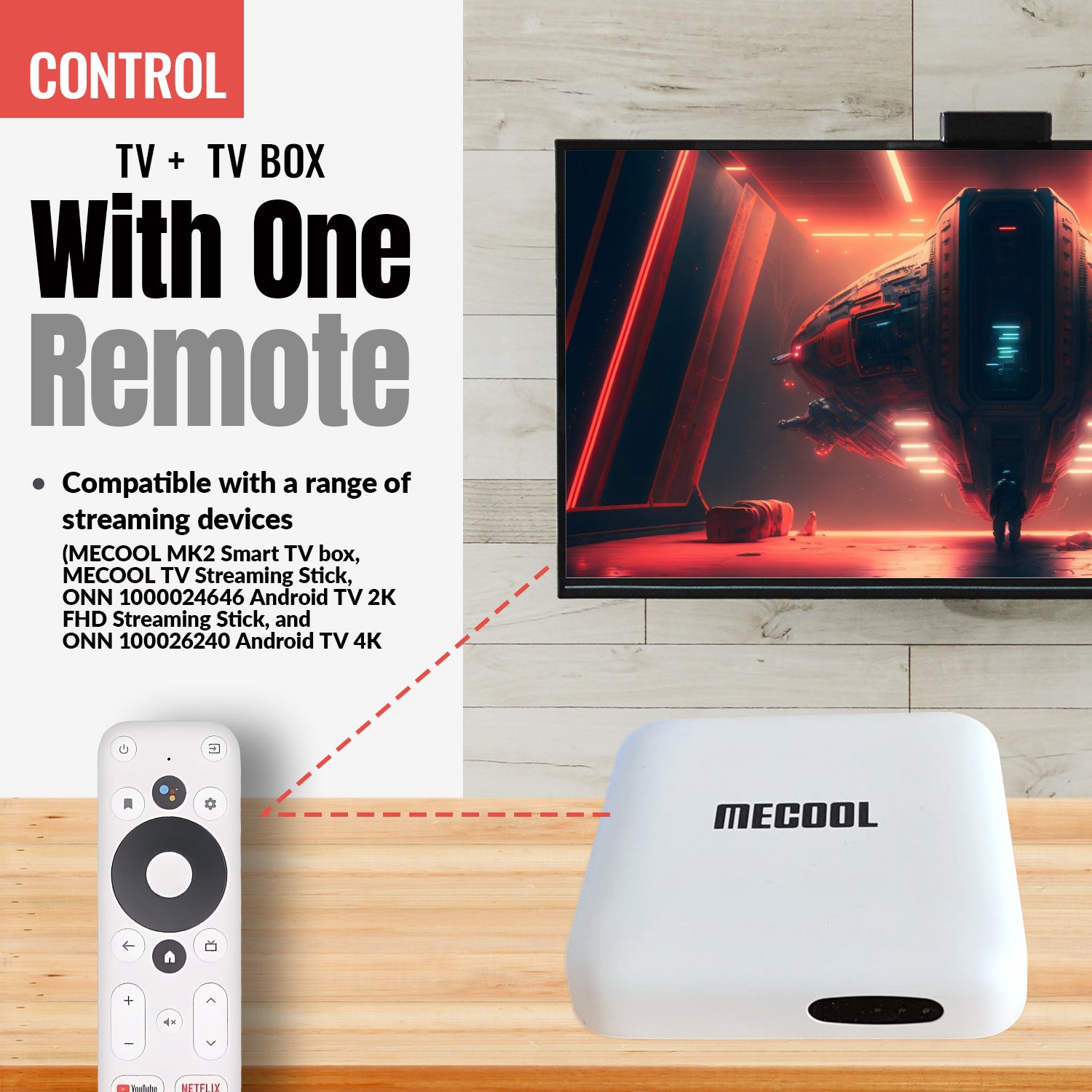 ONN 025C008 Android TV 2K FHD Streaming Stick / 4K UHD Streaming Device Streaming Remote Control