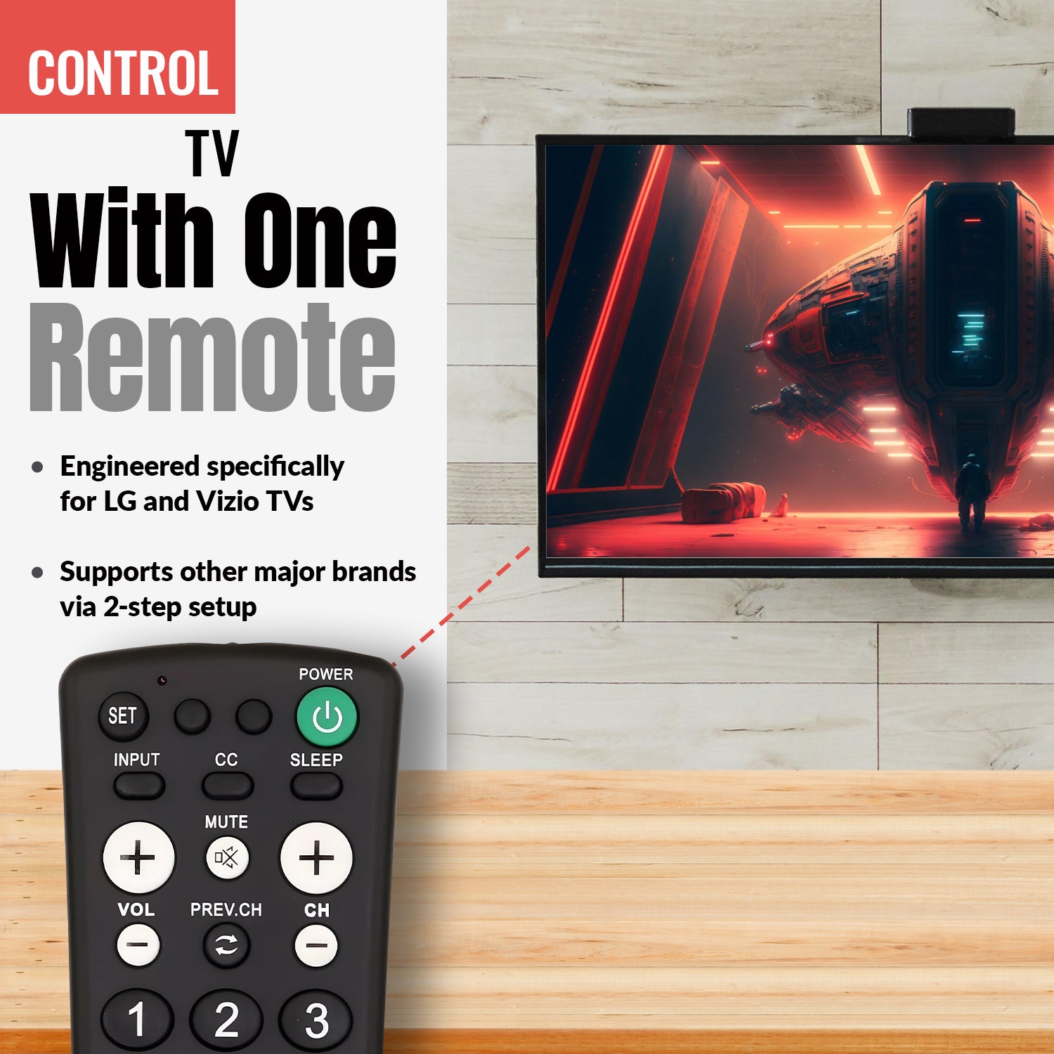 Anderic Substitute for Philips/Zenith ZN110 1-Device TV Universal Remote Control [RR1001]