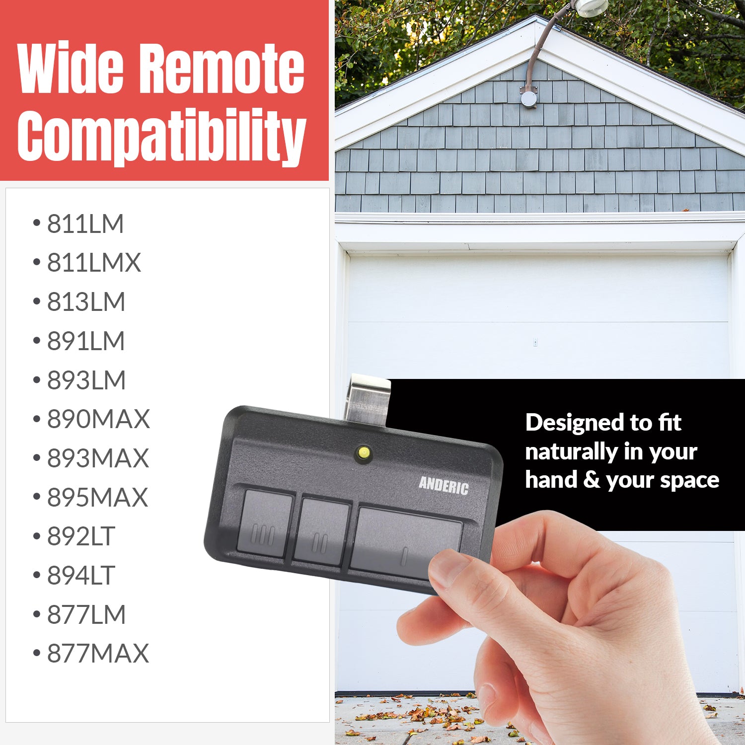 Anderic RR850LM Universal Garage Door & Gate Opener Conversion Add-on Kit for Up to 3 Garage Doors