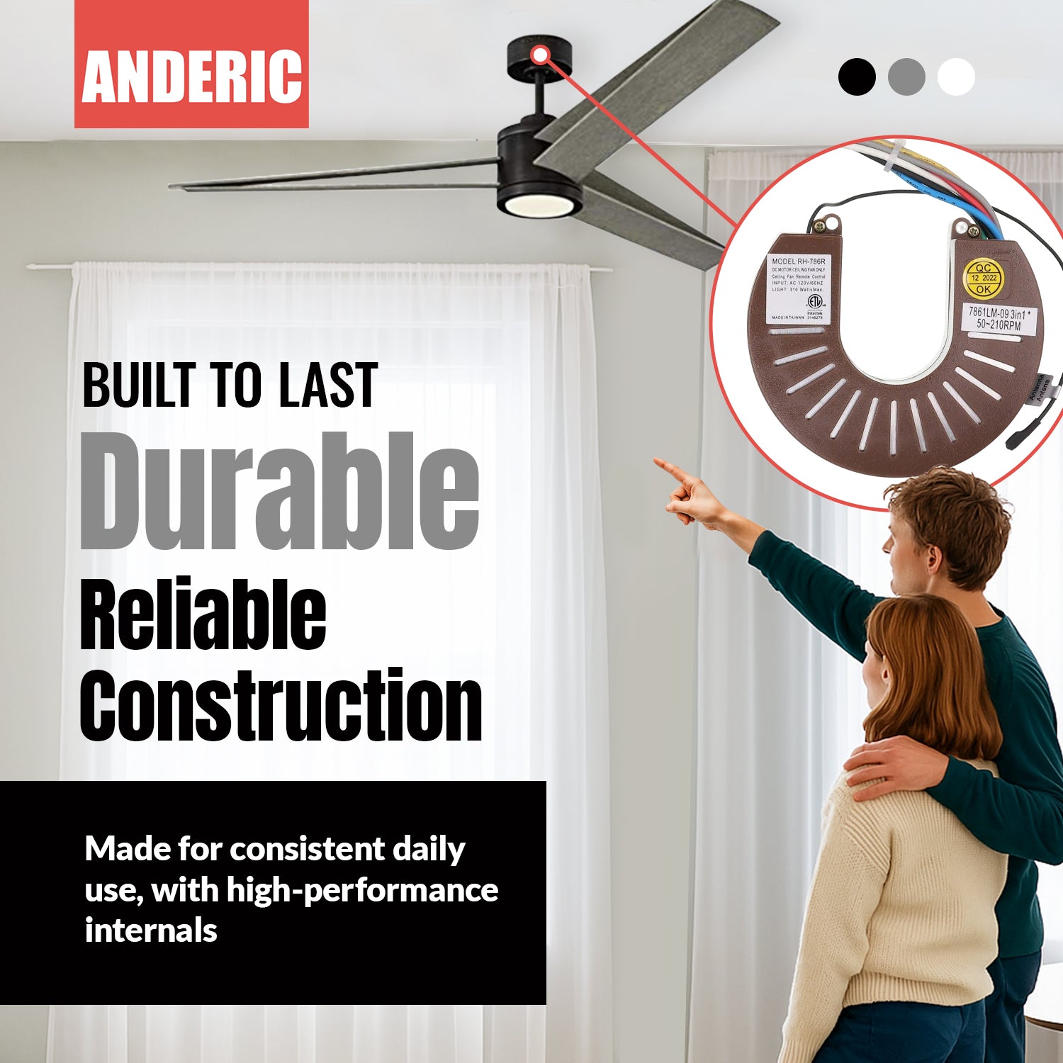 Anderic RH786R Replacement Ceiling Fan Receiver for Stealth and Casablanca | RH-786R, 7861LM-09