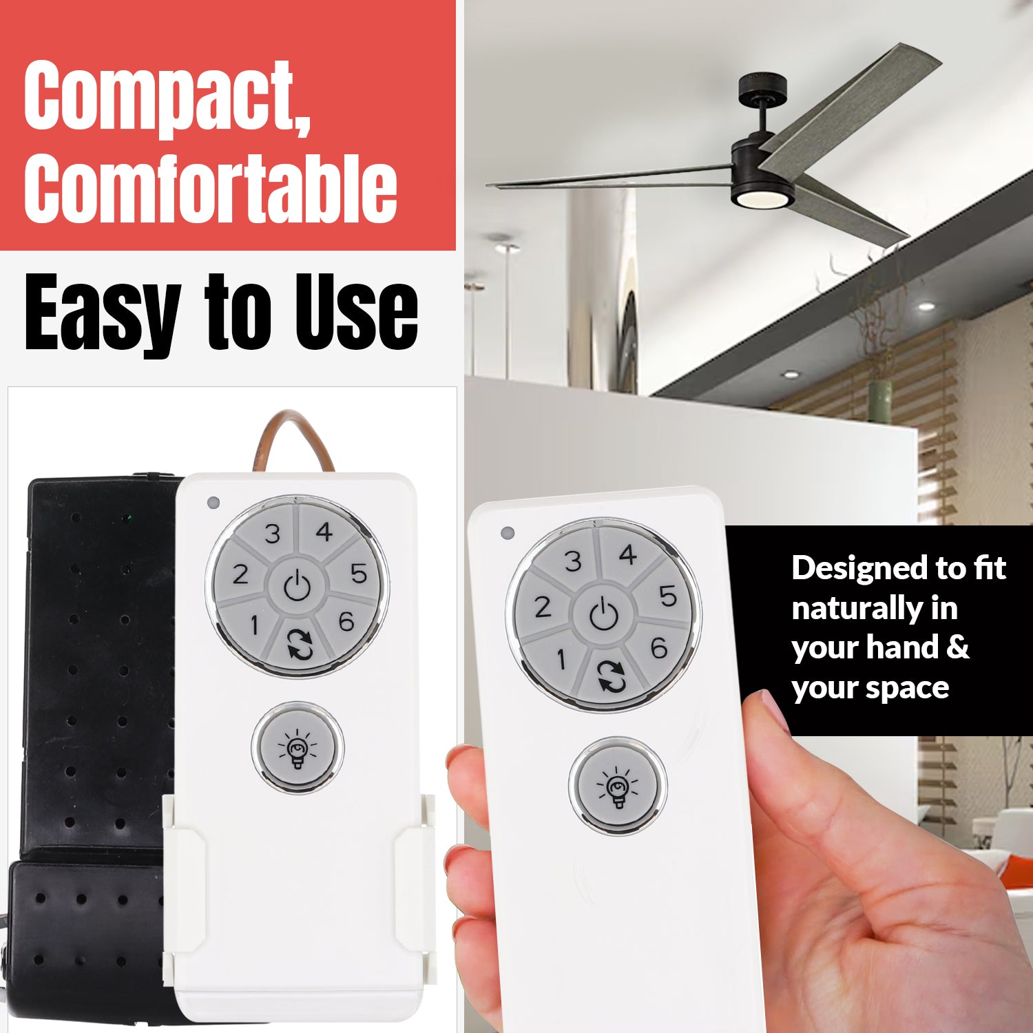 Anderic DC896SG8-DC1-KIT Replacement Ceiling Fan Kit | DC8-96SG8 Receiver & DC1 Remote Control