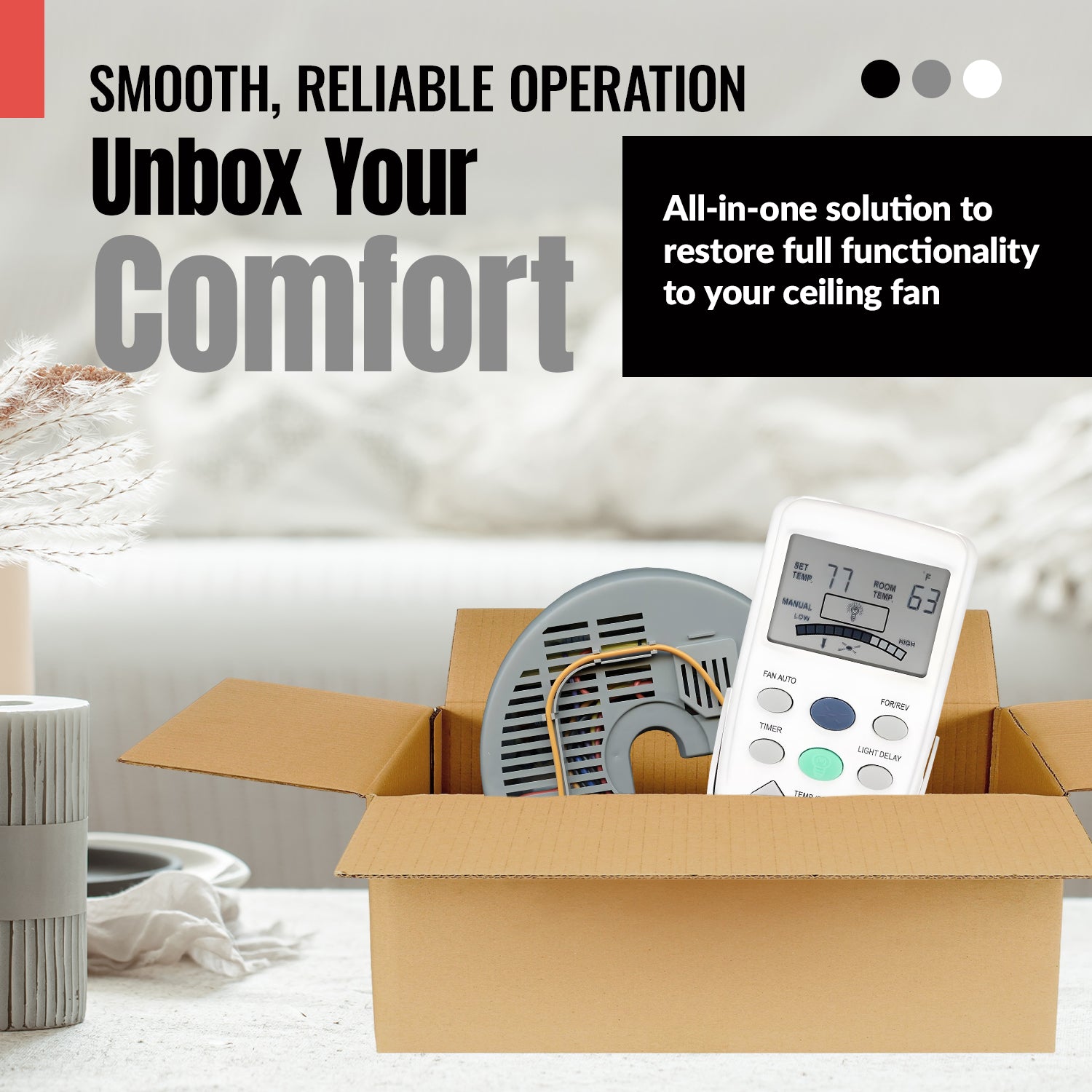 Kit de repuesto para ventilador de techo Anderic FAN10R/FAN9T para control remoto de ventilador de techo Hampton Bay