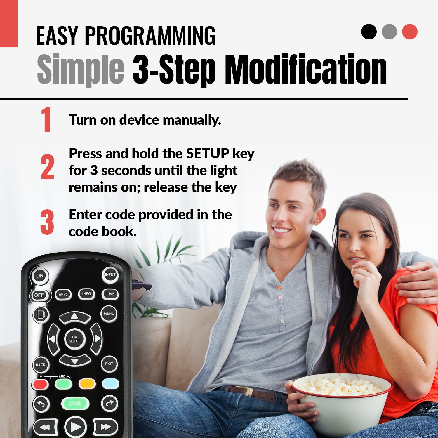 Control remoto Anderic CM7500XRC2 para grabadora de video digital Channel Master DVR - RRCM7500