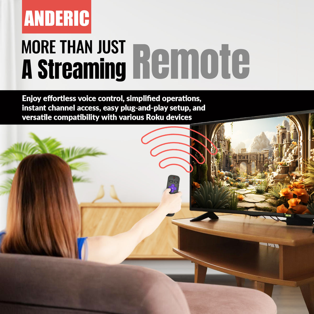 TCL RCAL5 2019 Roku with Voice RF TV Remote Control - Netflix, Hulu, Sling, ATT NOW - 06-WFZNYY-ARC580
