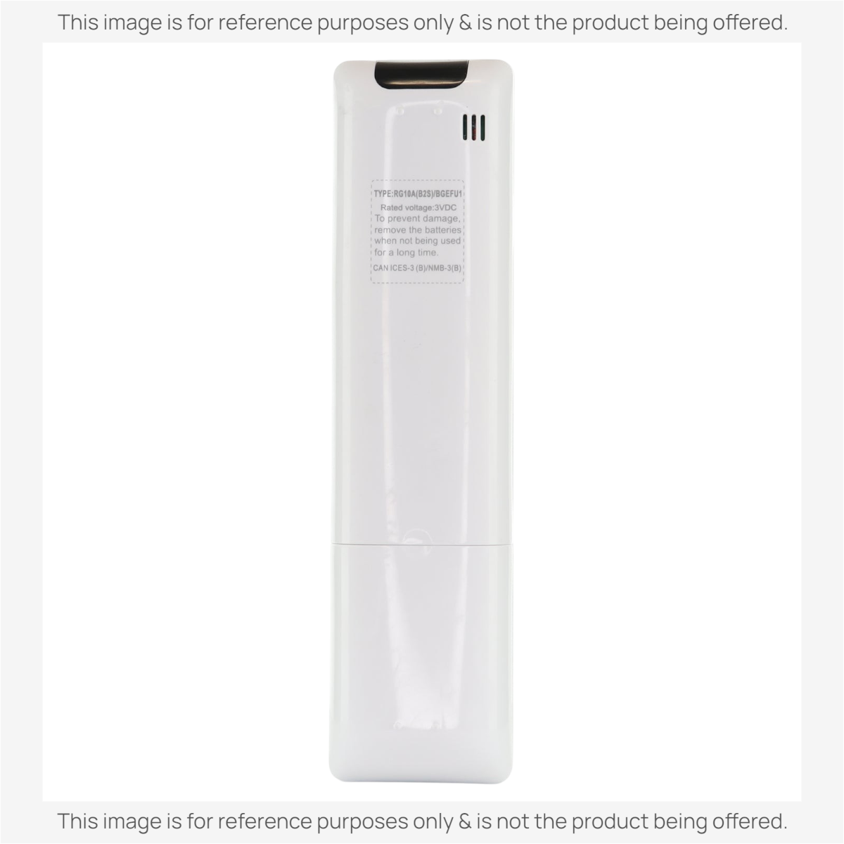 Anderic white universal remote control for mini split air conditioners, back view showing model information label.
