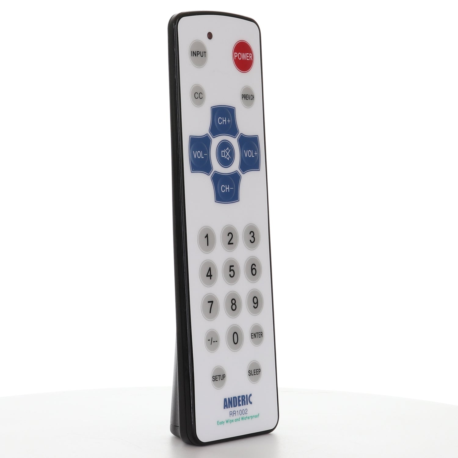 Control remoto universal Anderic RR1002 para 4 dispositivos, higiénico, impermeable y con tecnología EzWipe.