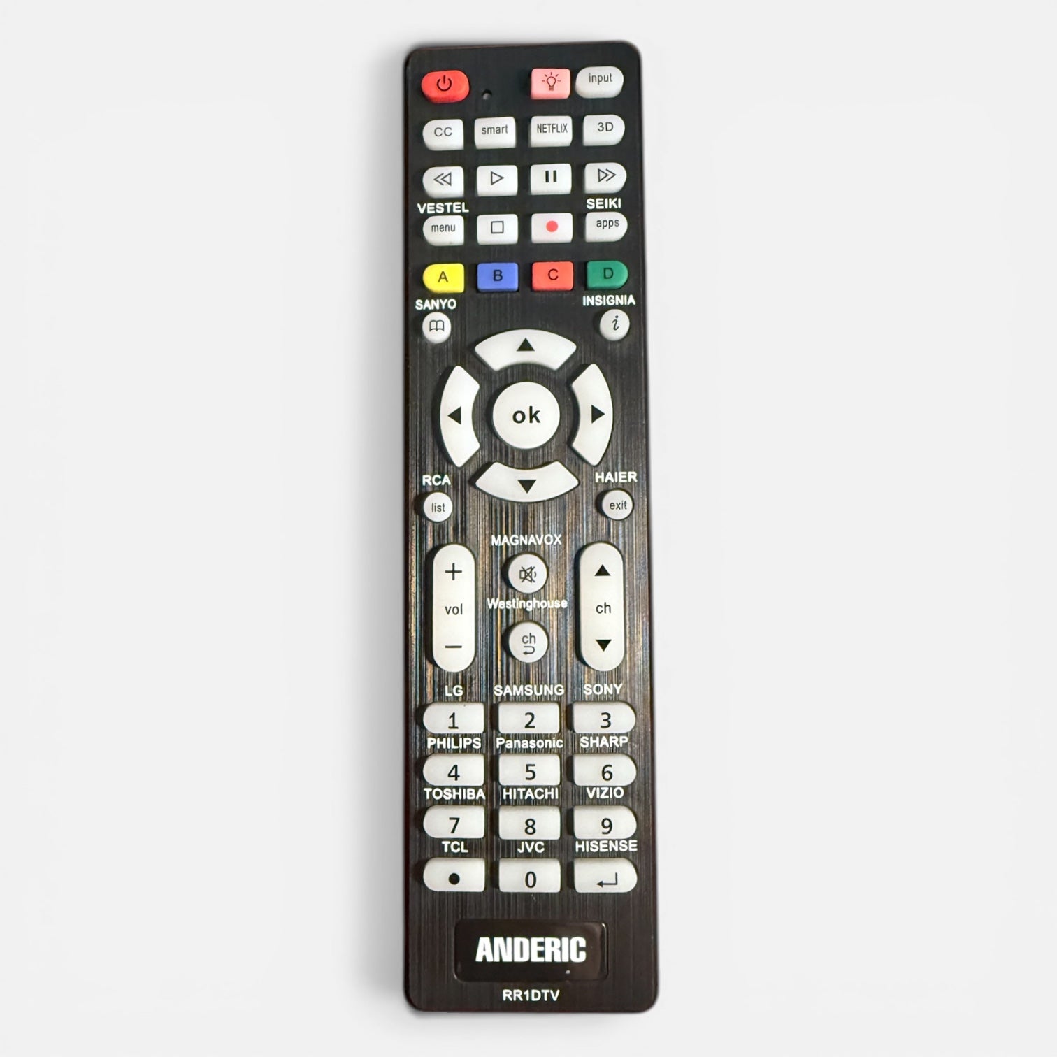 [3-Pack] Anderic RR1DTV Universal Smart TV Remote Control with Backlight and Quick Programming for All Brands