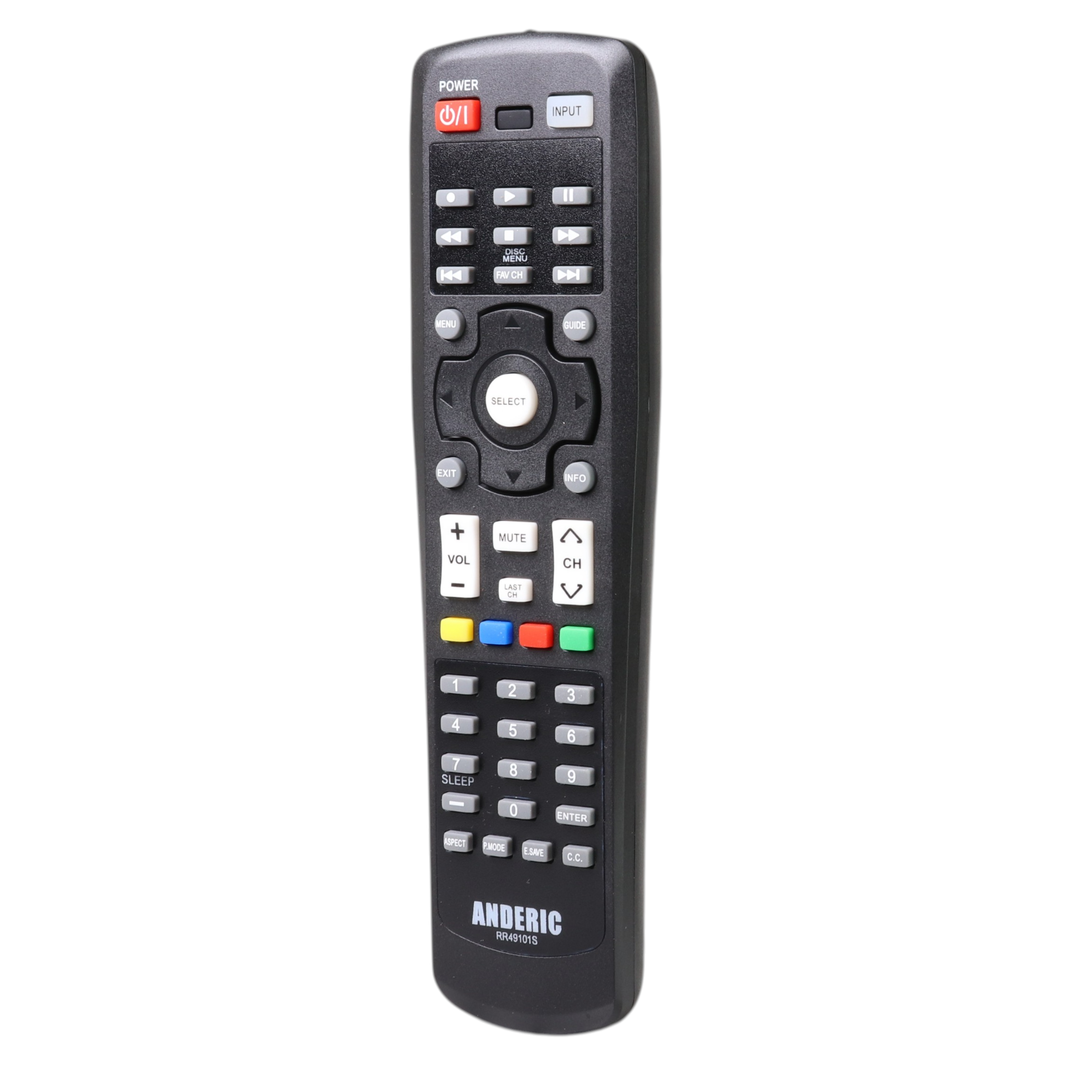 Télécommande de remplacement Anderic RR49101S pour téléviseurs Hitachi CLU-49101S, CLU-4984S et autres.