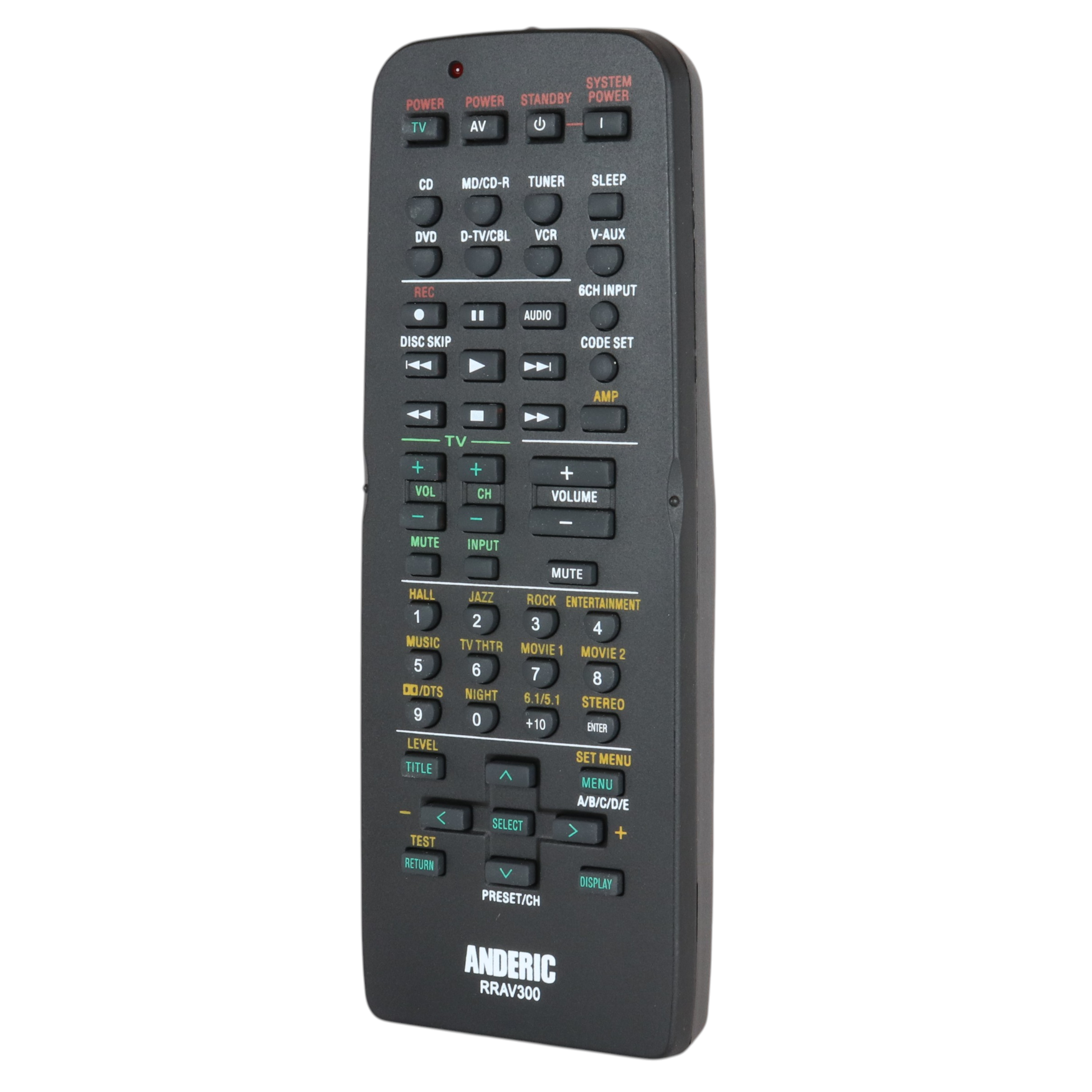 Control remoto de reemplazo Anderic RRAV300 para Yamaha RAV300, RAV204, RAV246, RAV249, RAV283 y otros