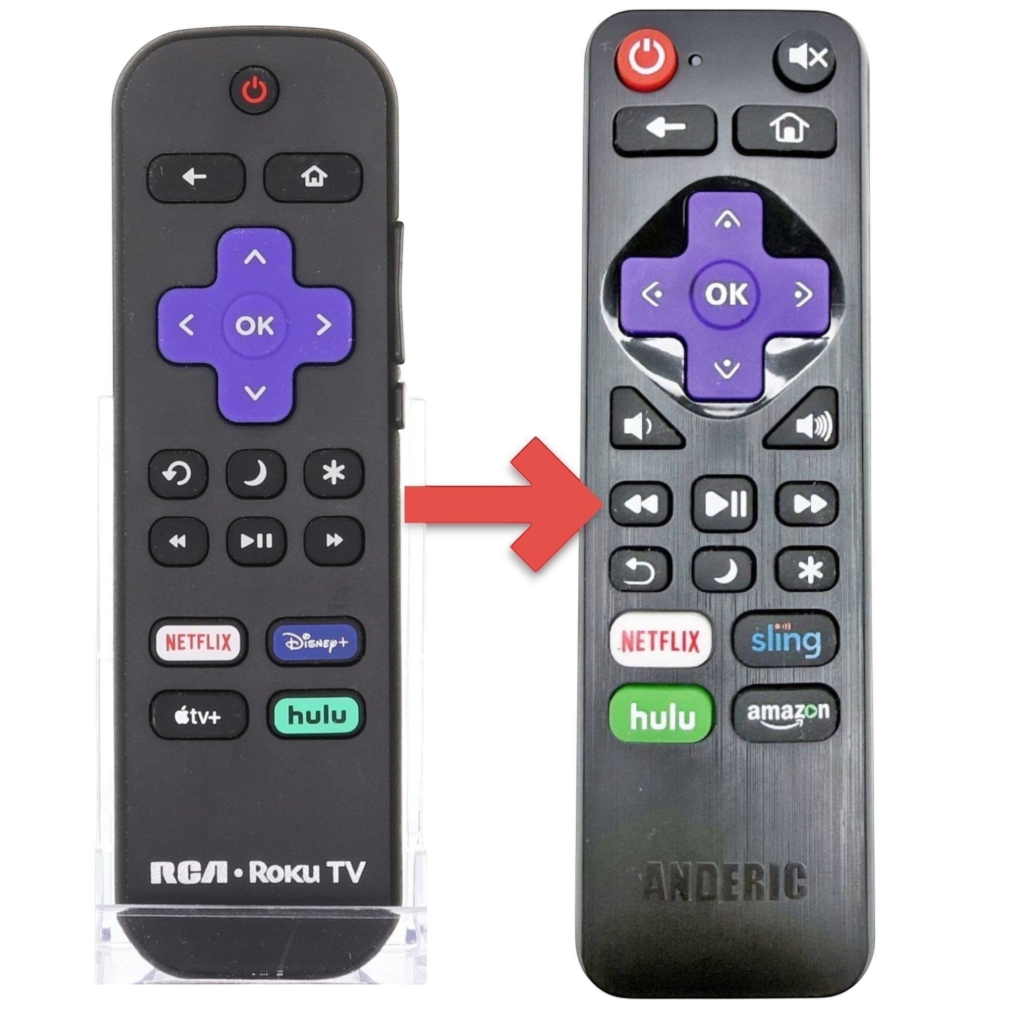 Sustituto para el Control Remoto de TV ROKU RCA RC-ALIR 2022 3226001028 [RRLF26]