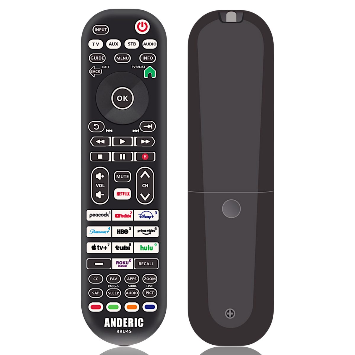 Anderic RRU4S Smart TV 4-Device Universal Remote Control | Smart App Shortcuts | Learning | Backlight