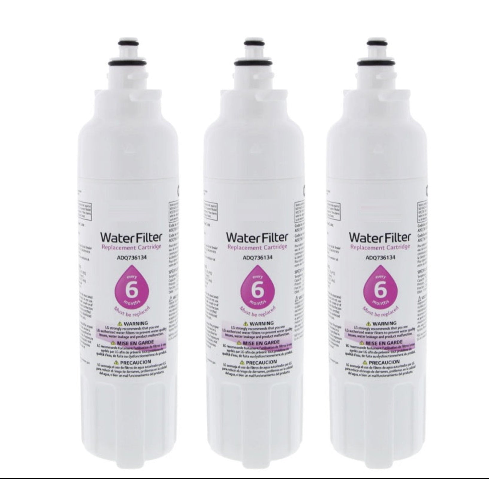 [3 Pack] LG LT800P Genuine Refrigerator Water Filters - ADQ75795104