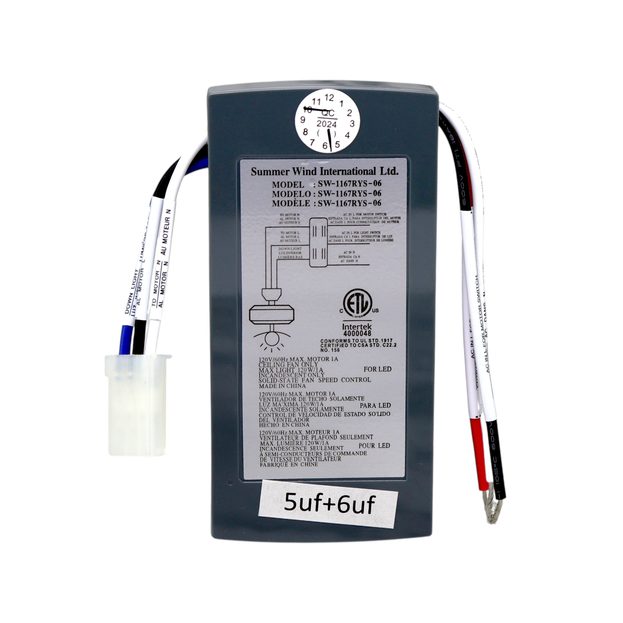 Receptor de repuesto (solamente) para ventilador de techo Merwry de 52 pulgadas de Home Decorators Collection | SW-1167RYS-06 - 13431102701201