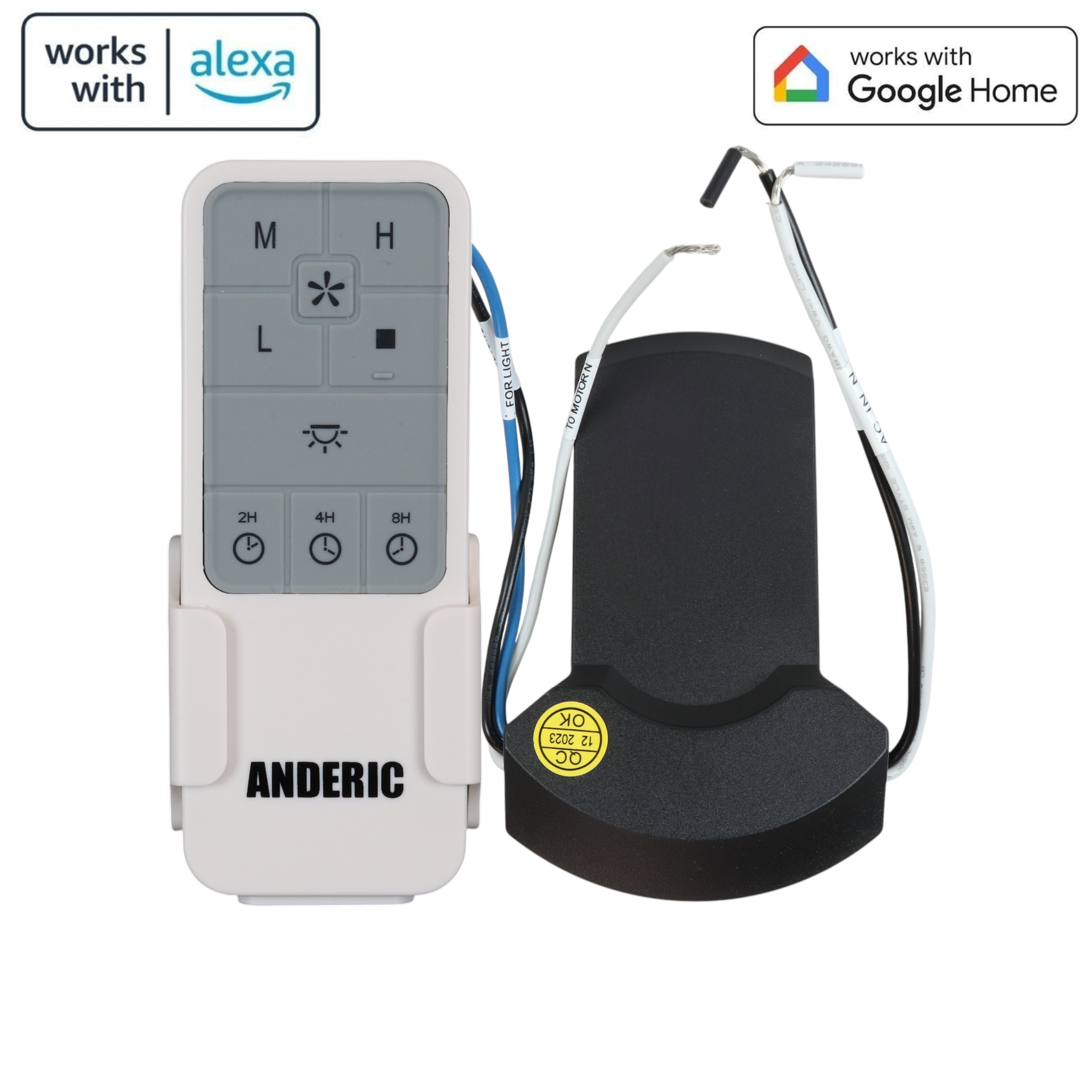 Anderic UC7235T4 Universal Smart WIFI Ceiling Fan Receiver & Remote Control Kit - Works with Google Home & Alexa