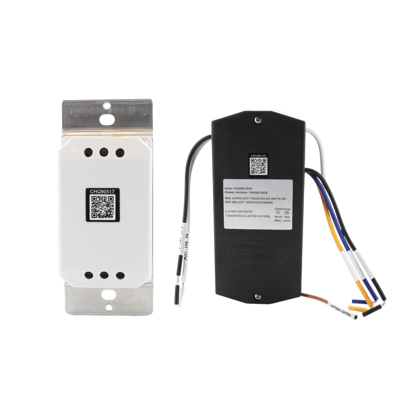 Anderic UC9051T-UC7067GMRX Universal 3-Speed Ceiling Fan Remote Control Kit with UP Light button and Wireless Wall Remote