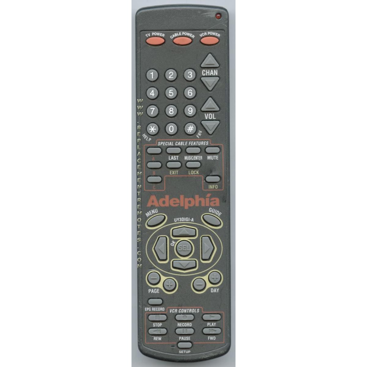 Control remoto por cable Adelphia UY3DIGIA