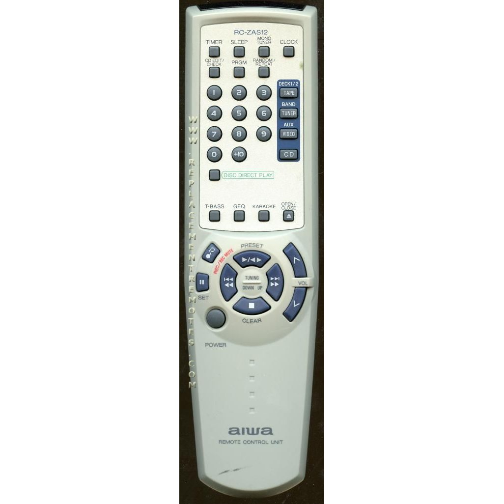 The Aiwa RCZAS12 Audio Remote Control offers seamless audio and device management with buttons for power, volume, and playback. Now compatible with CXZL700, it ensures effortless control.