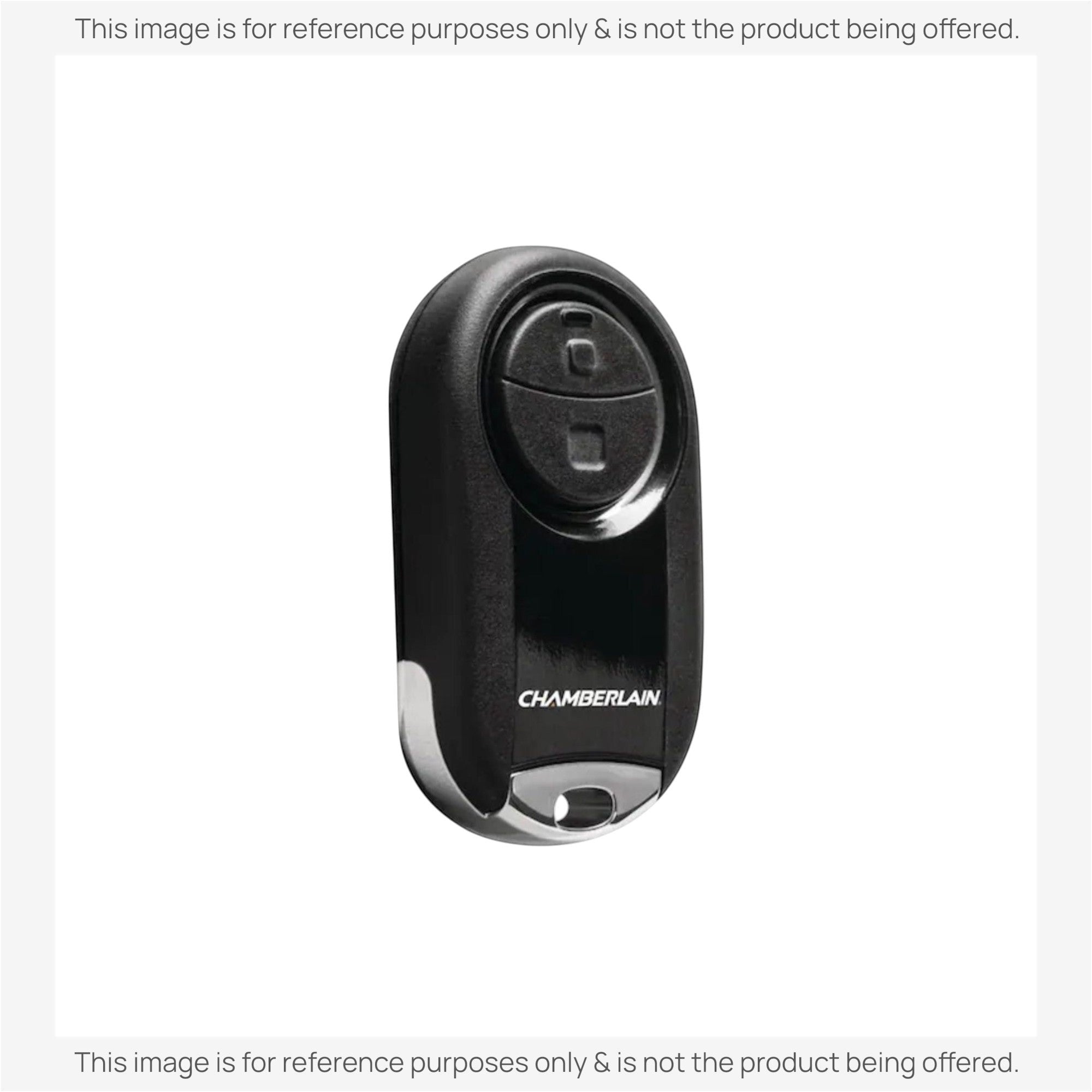 Anderic 2-button keychain garage door remote control in black, compatible with Chamberlain and other major brands.