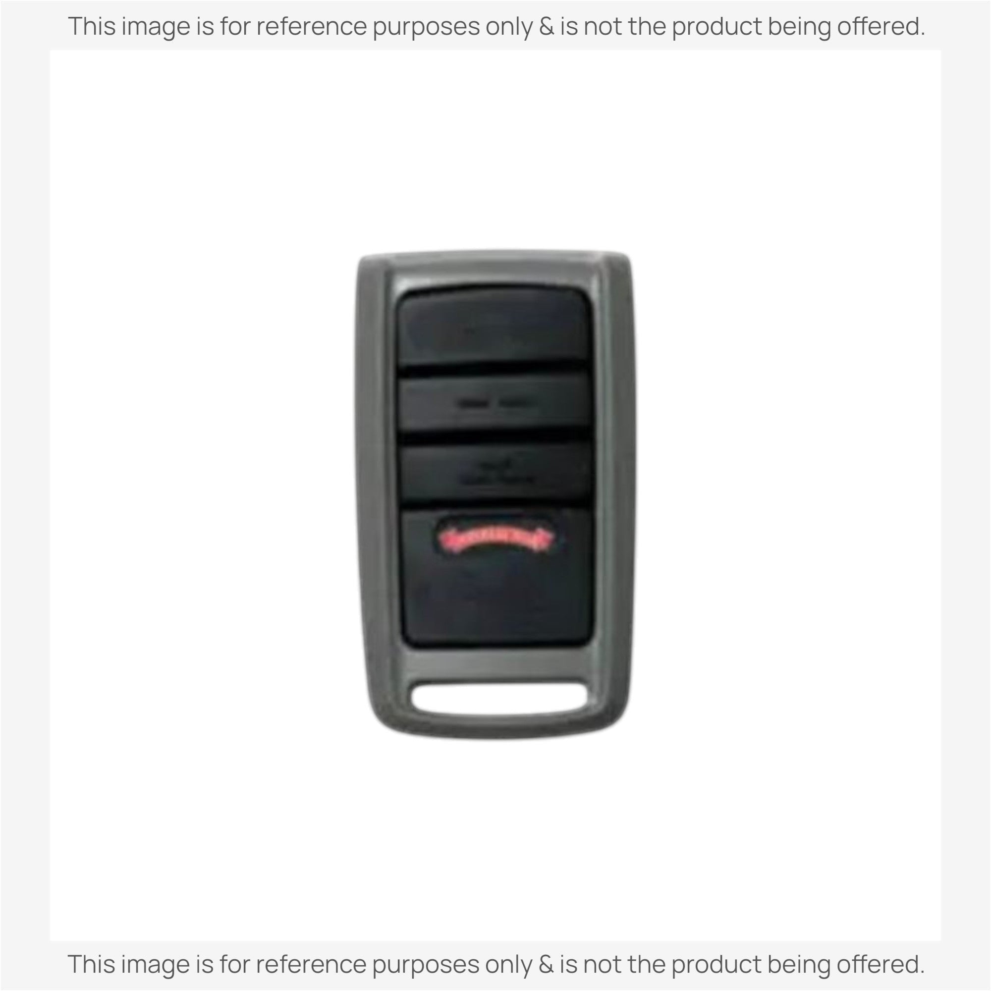 Anderic 3-button garage door opener remote with grey casing and black tactile buttons for Overhead Door systems.