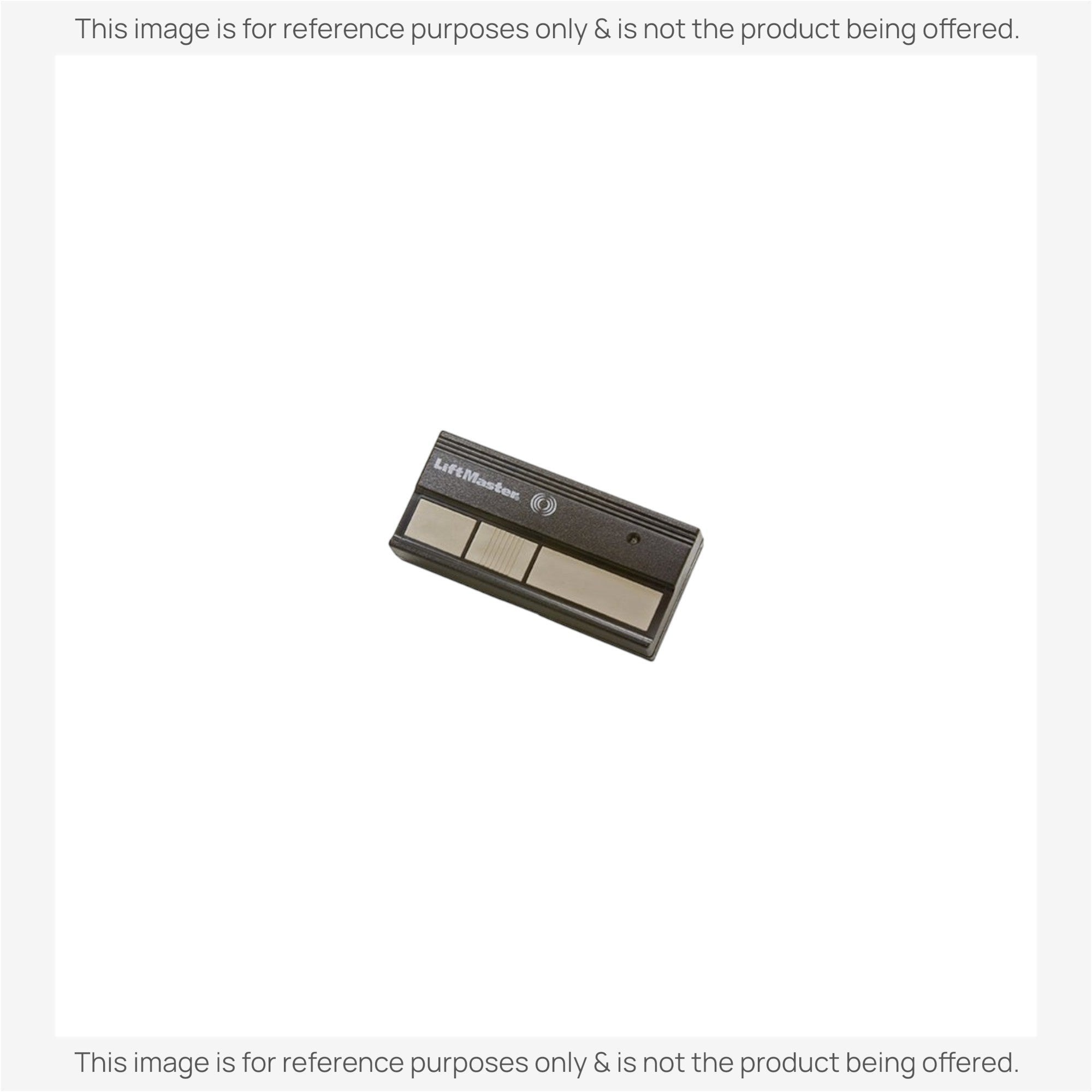 Anderic 3-button garage door opener remote control in black with grey buttons and LiftMaster branding.