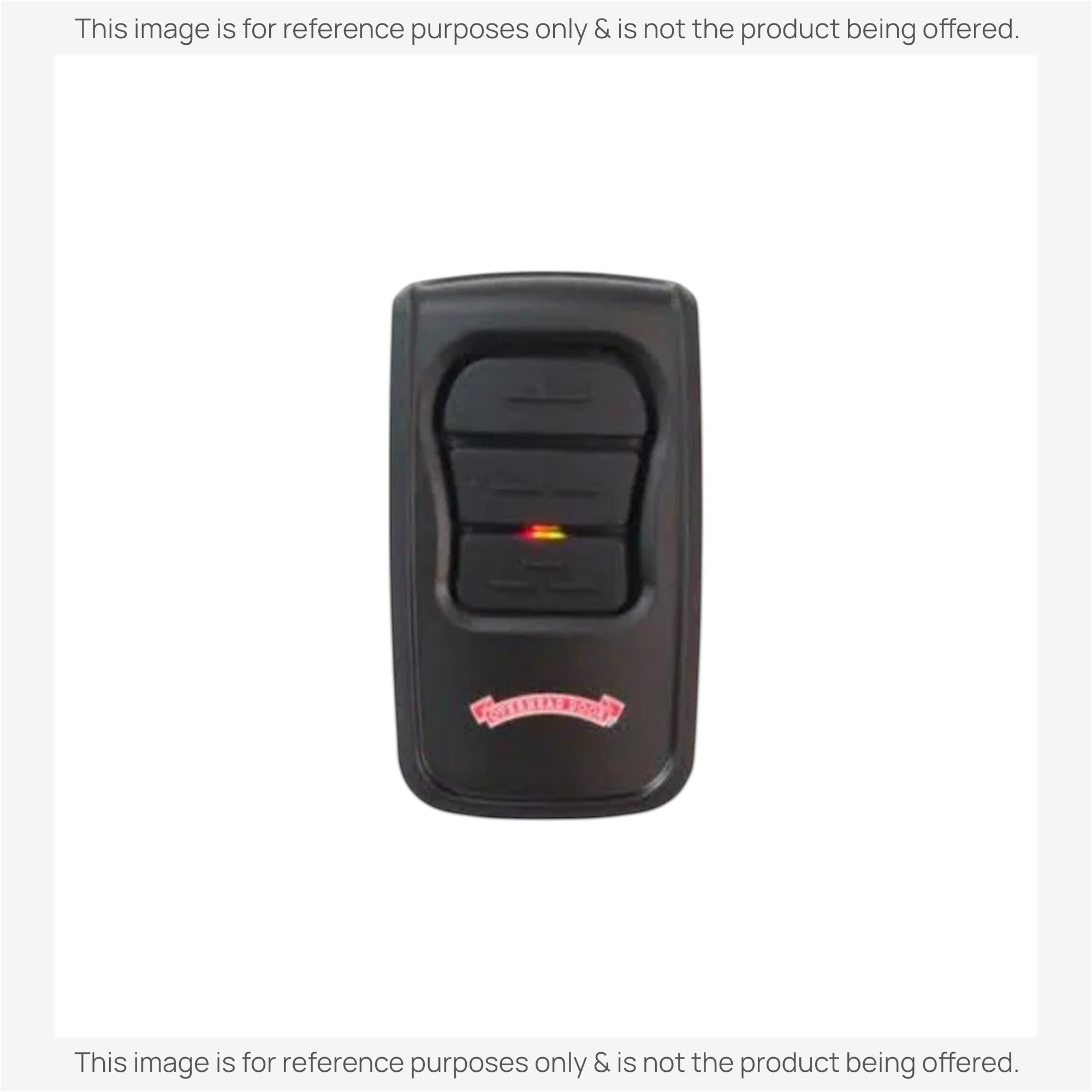 Anderic 3-button universal garage door opener remote in black with LED indicator and Overhead Door branding.