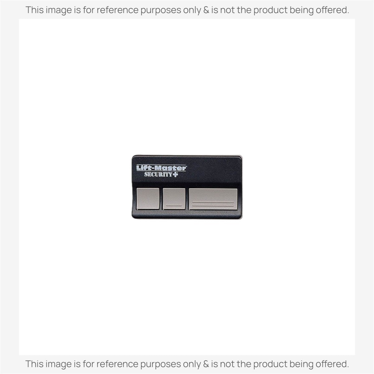 Anderic 3-button garage door opener remote in black with grey buttons, compatible with LiftMaster Security+ systems.