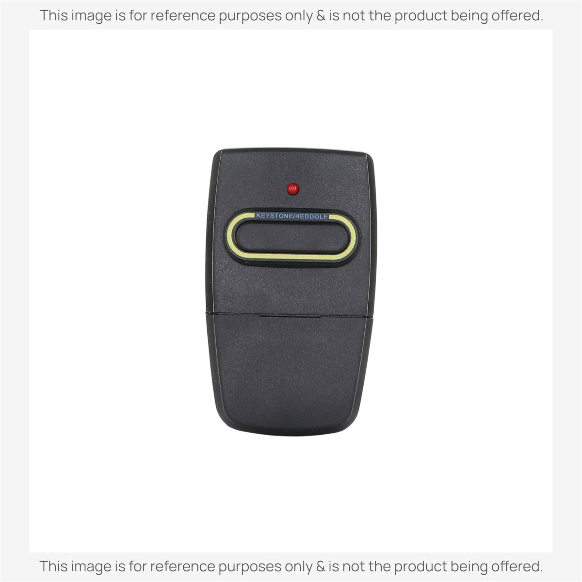 Anderic 360MHz garage door remote control with two buttons, black plastic casing, and a red LED indicator light.