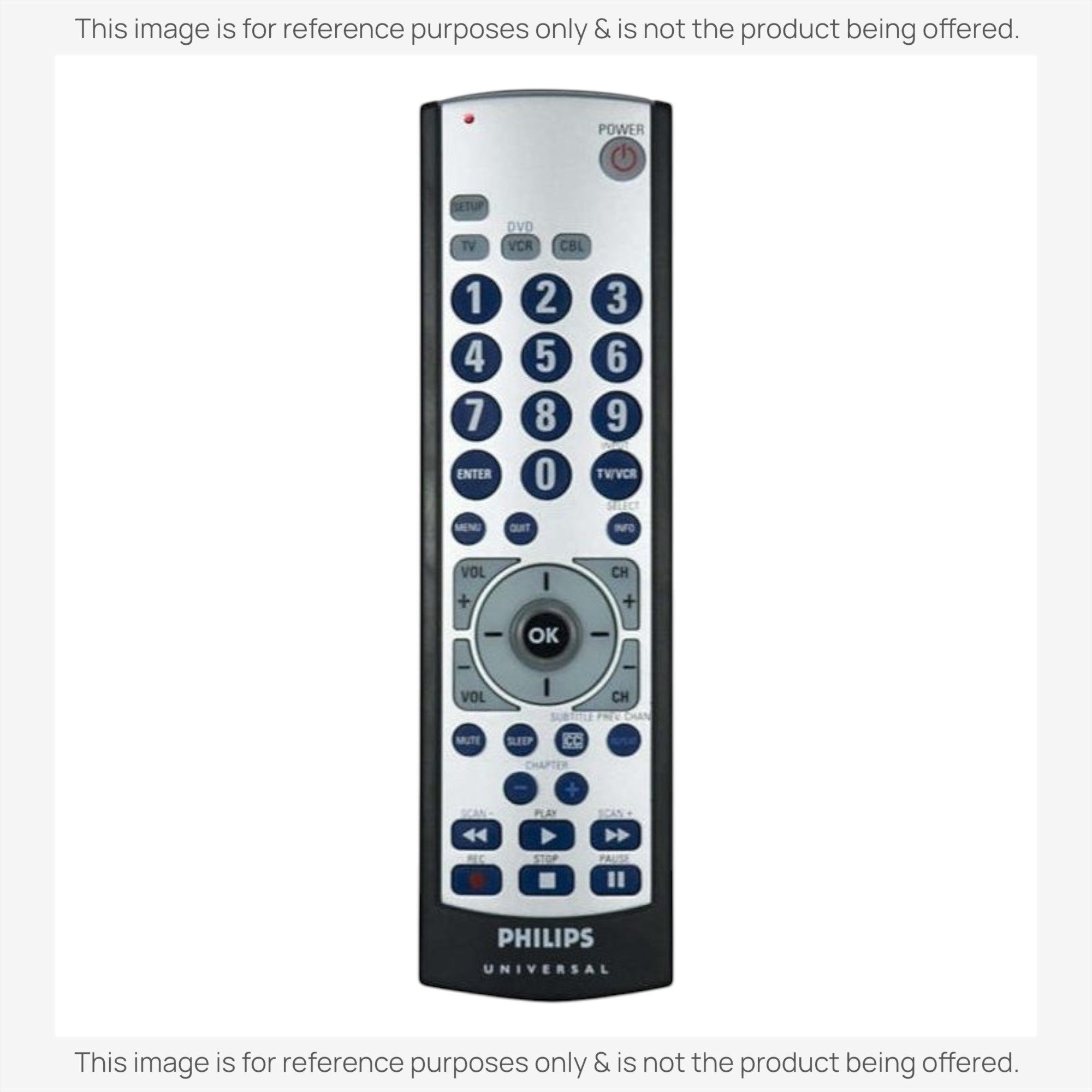 Anderic 4-device universal remote control with a black and silver finish, featuring a numeric keypad and media buttons.