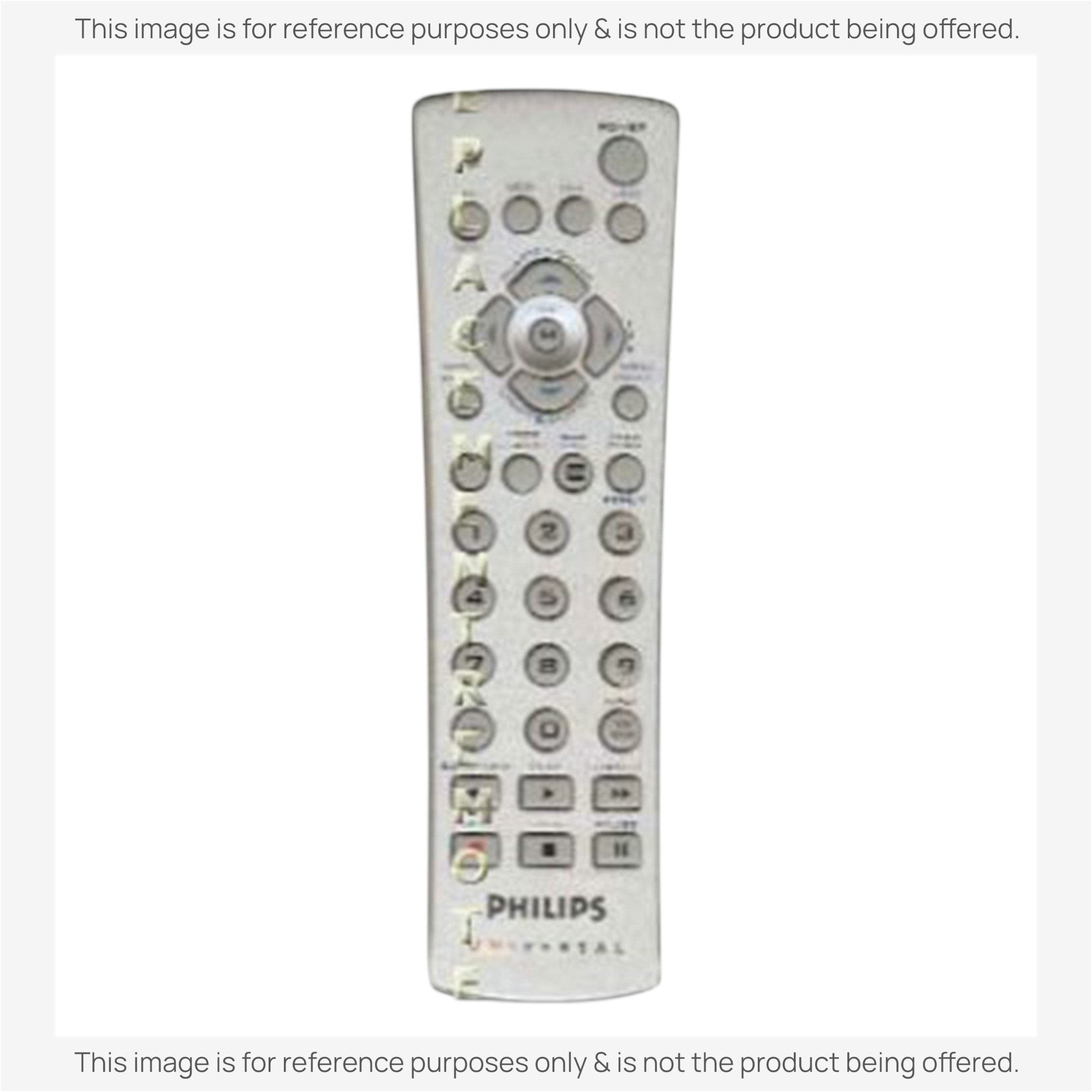Anderic 4-device universal remote control in silver with a backlit keypad and dedicated streaming buttons.