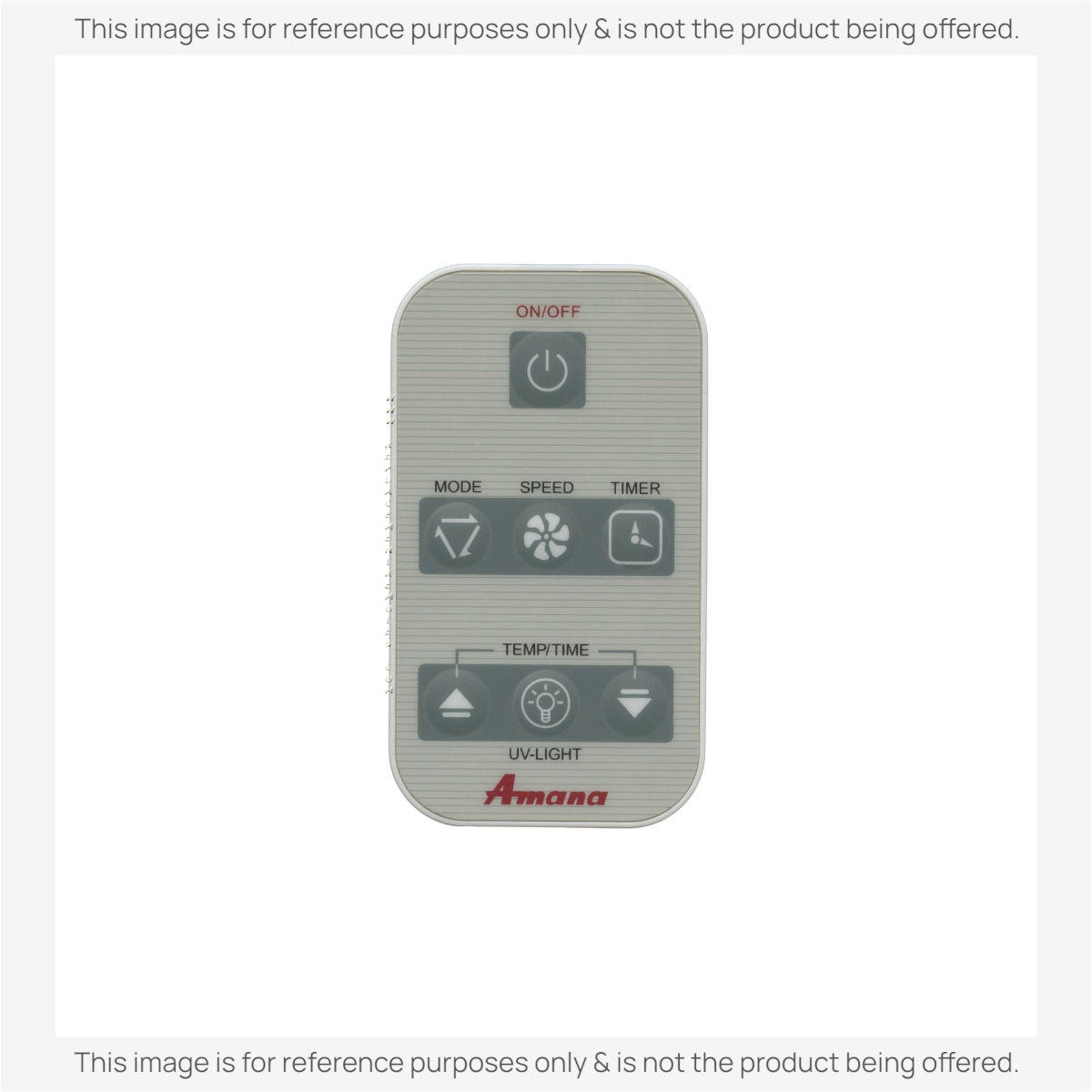 Anderic substitute remote control for Amana air conditioner with grey interface and clear function buttons