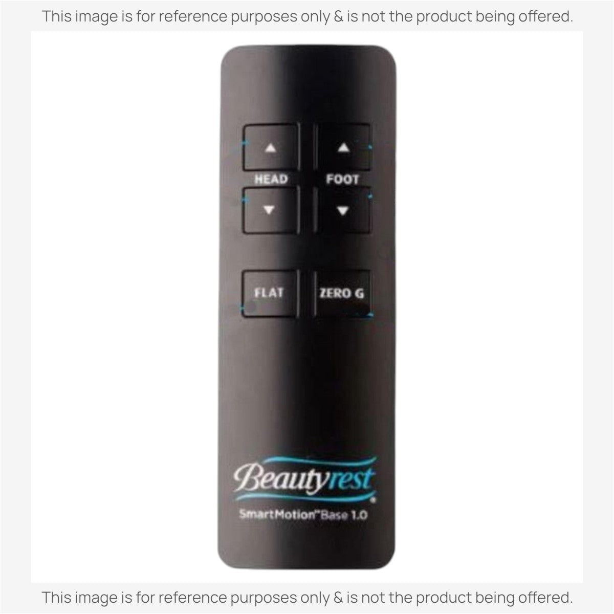 Anderic black remote control for Beautyrest Smart Motion 1.0 adjustable beds with head and foot positioning buttons.
