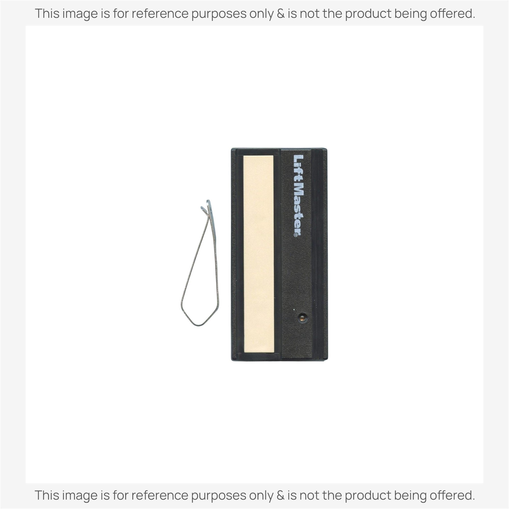 Anderic black 1-button garage door opener remote with visor clip, compatible with LiftMaster 61LM systems.