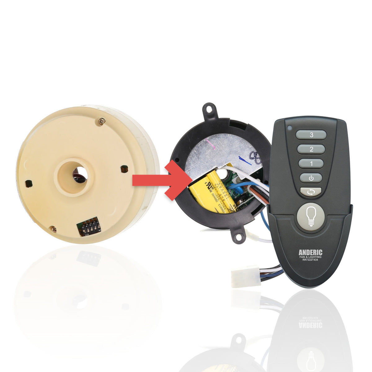 Anderic ceiling fan receiver kit with remote control, compatible replacement for Hunter CP9110R and UC7848R models.
