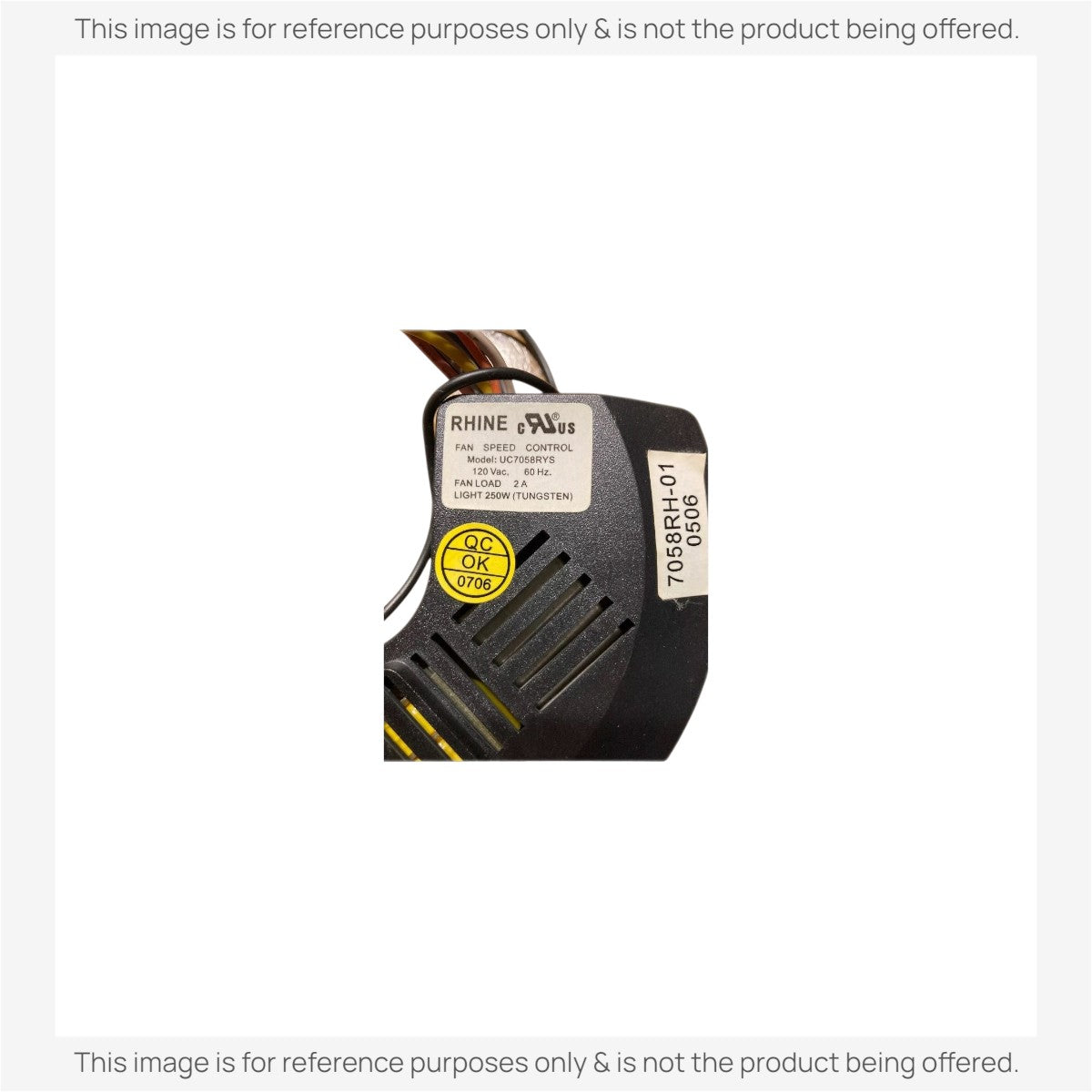 Anderic ceiling fan receiver substitute for Hampton Bay UC7058RYS with black plastic housing and technical label