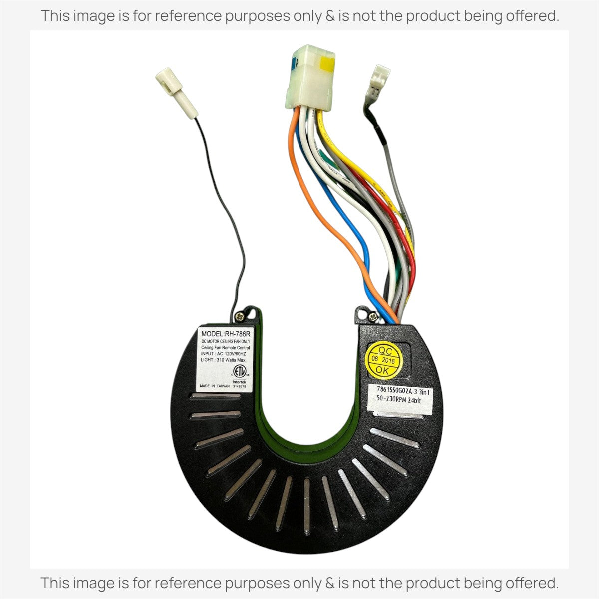 Anderic RH786R ceiling fan receiver with 9-pin connector for Fanimation fans, featuring up and down light control.