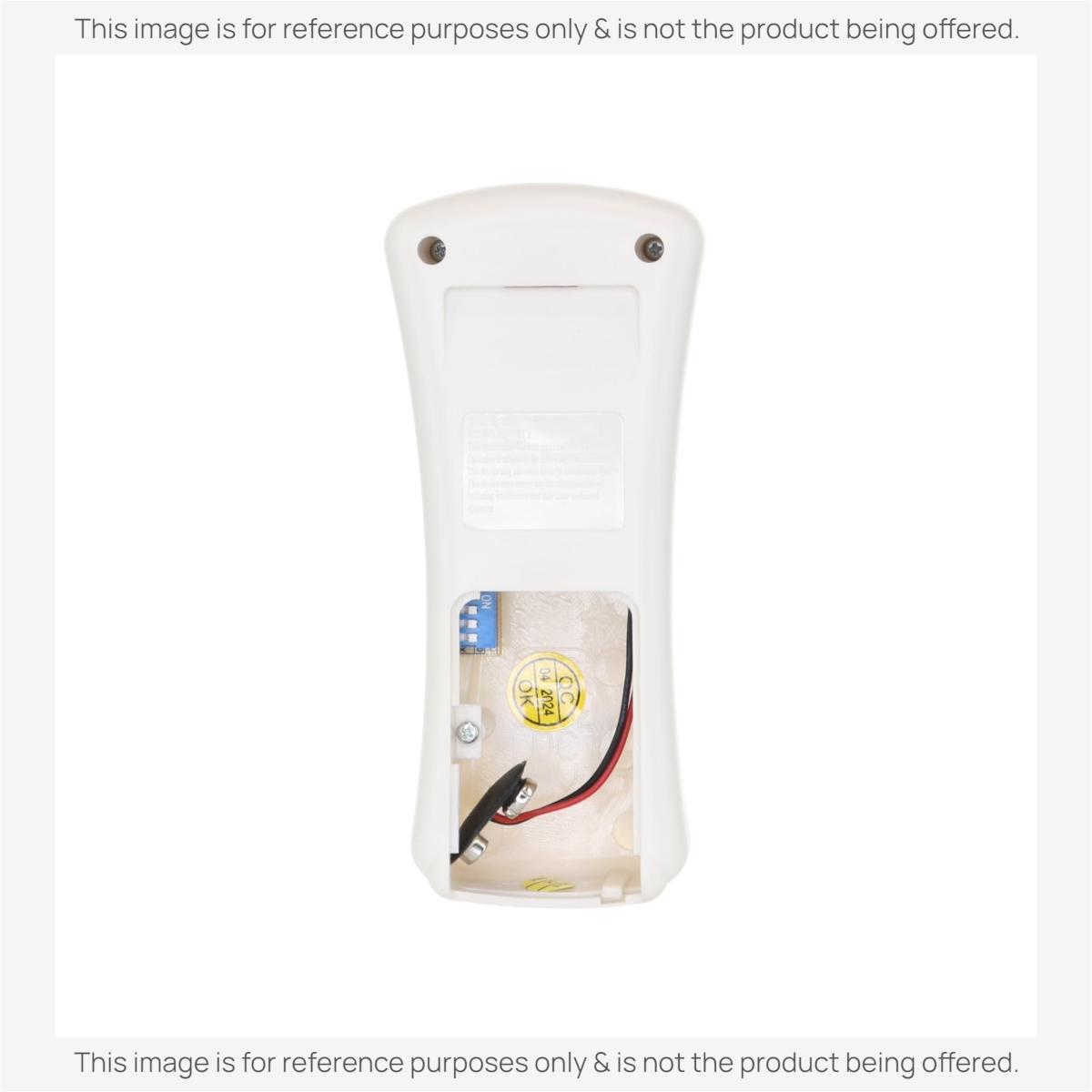 Anderic replacement ceiling fan remote control back view showing battery compartment and dip switches